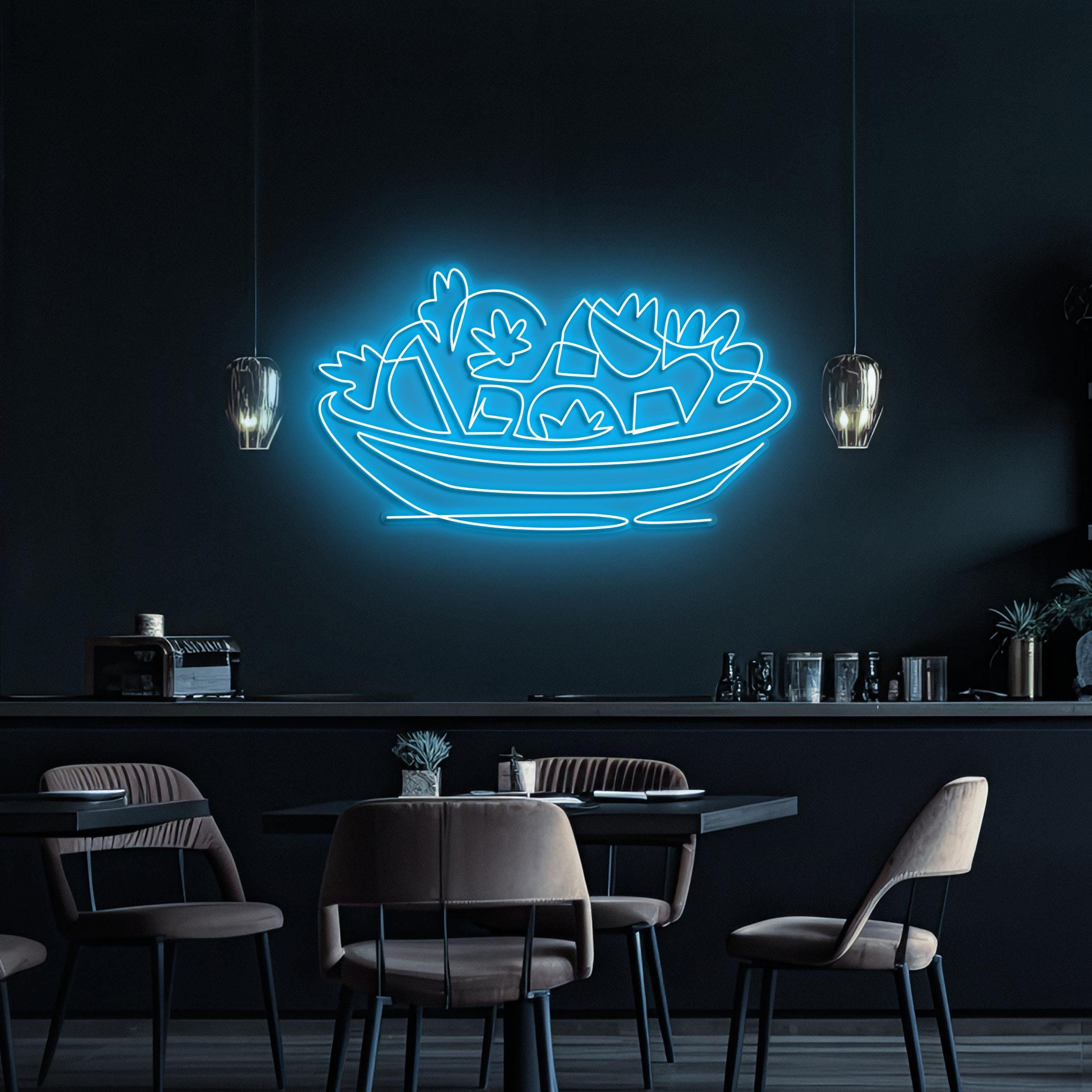 Salad Neon Sign, Salad LED Light, Healthy Food LED Neon Art, Restaurants Wall Decor, Salad Lover, Kitchen Wall Art, Bar & Cafe Decor, Gift