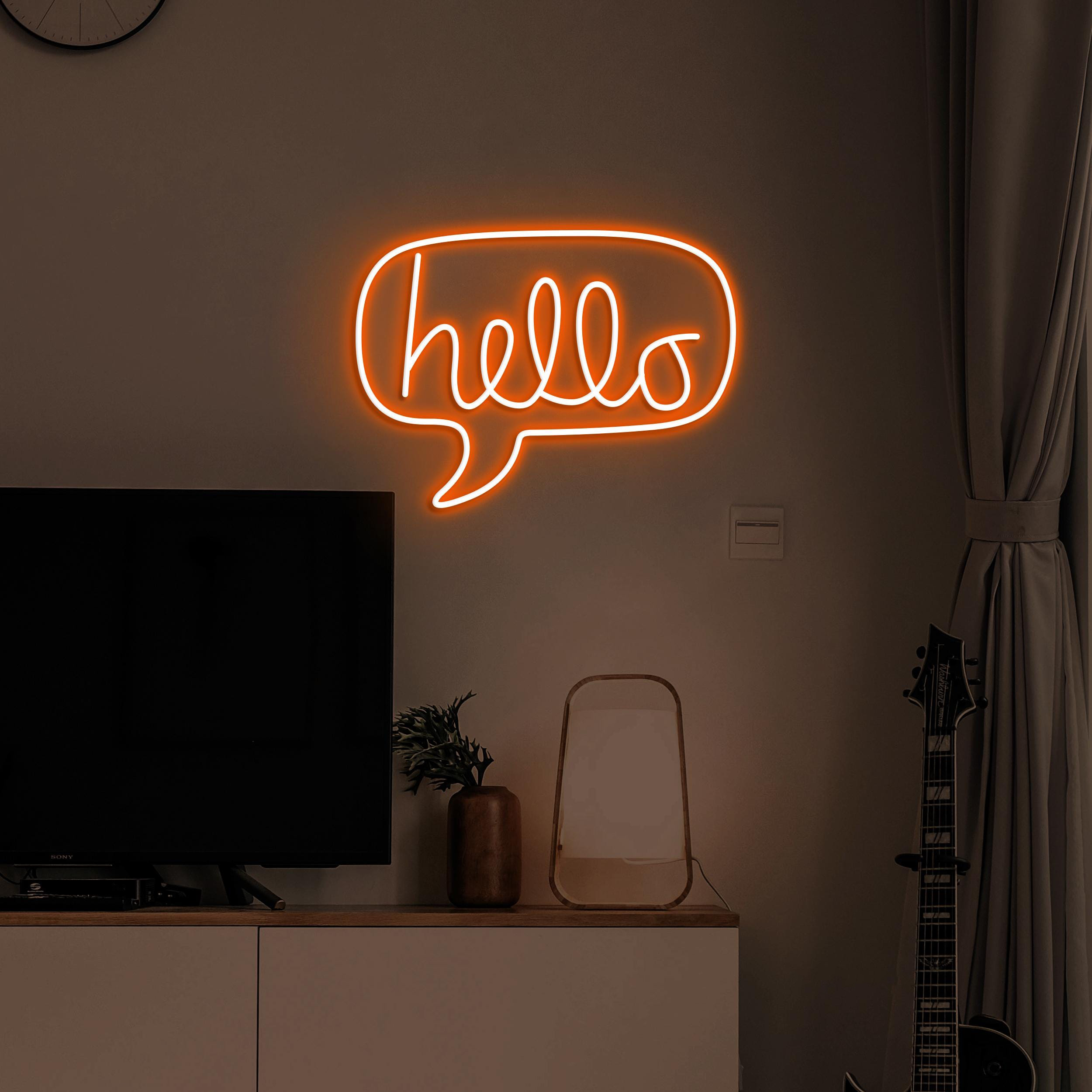 Hello Neon Sign, Hello LED Light, Hello Message Wall Decor, Welcome Wall Art, Chat Box Neon Light, Boy and Girl Room Decor, Entryway Sign