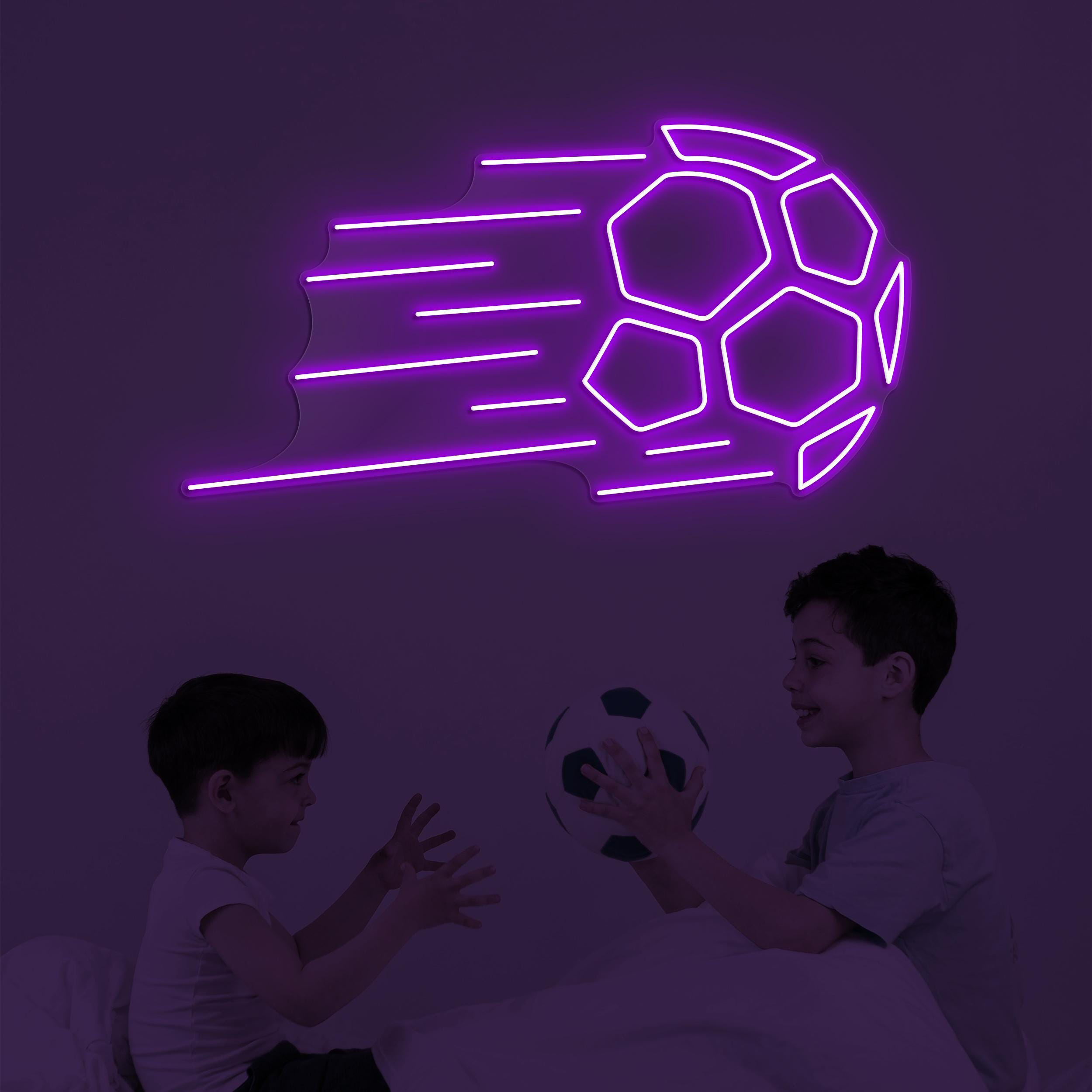 Soccer Ball Neon Sign, Soccer Ball LED Light, Flaming Soccer Ball Wall Art, Game Room Wall Decor, Fire Soccer Neon Light, Sports Shop Decor