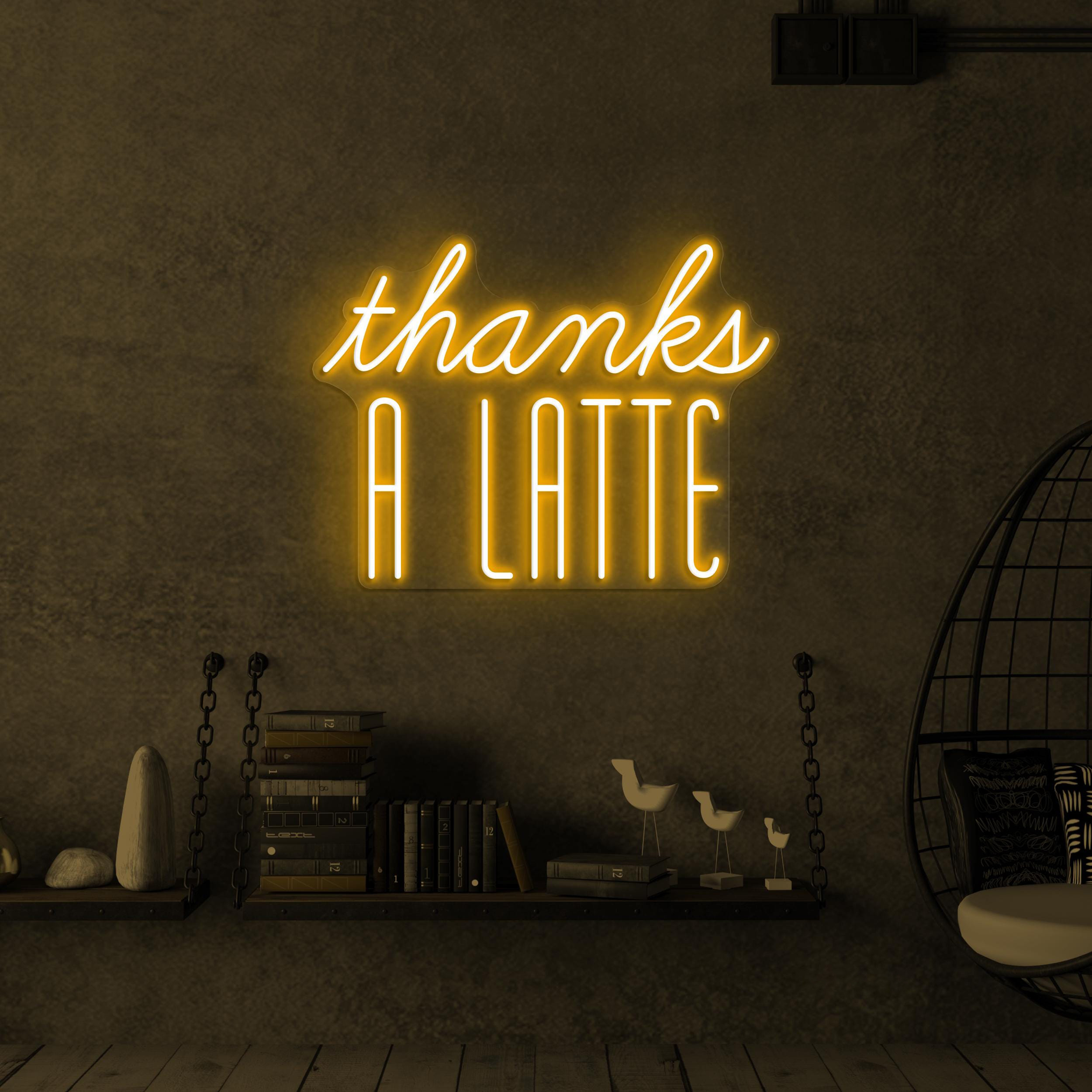 Thanks a Latte Neon Sign, Thanks a Latte LED Light, Coffee Shop Wall Art, Custom Neon Sign, Food Shop Neon Light, Restaurant Wall Decor