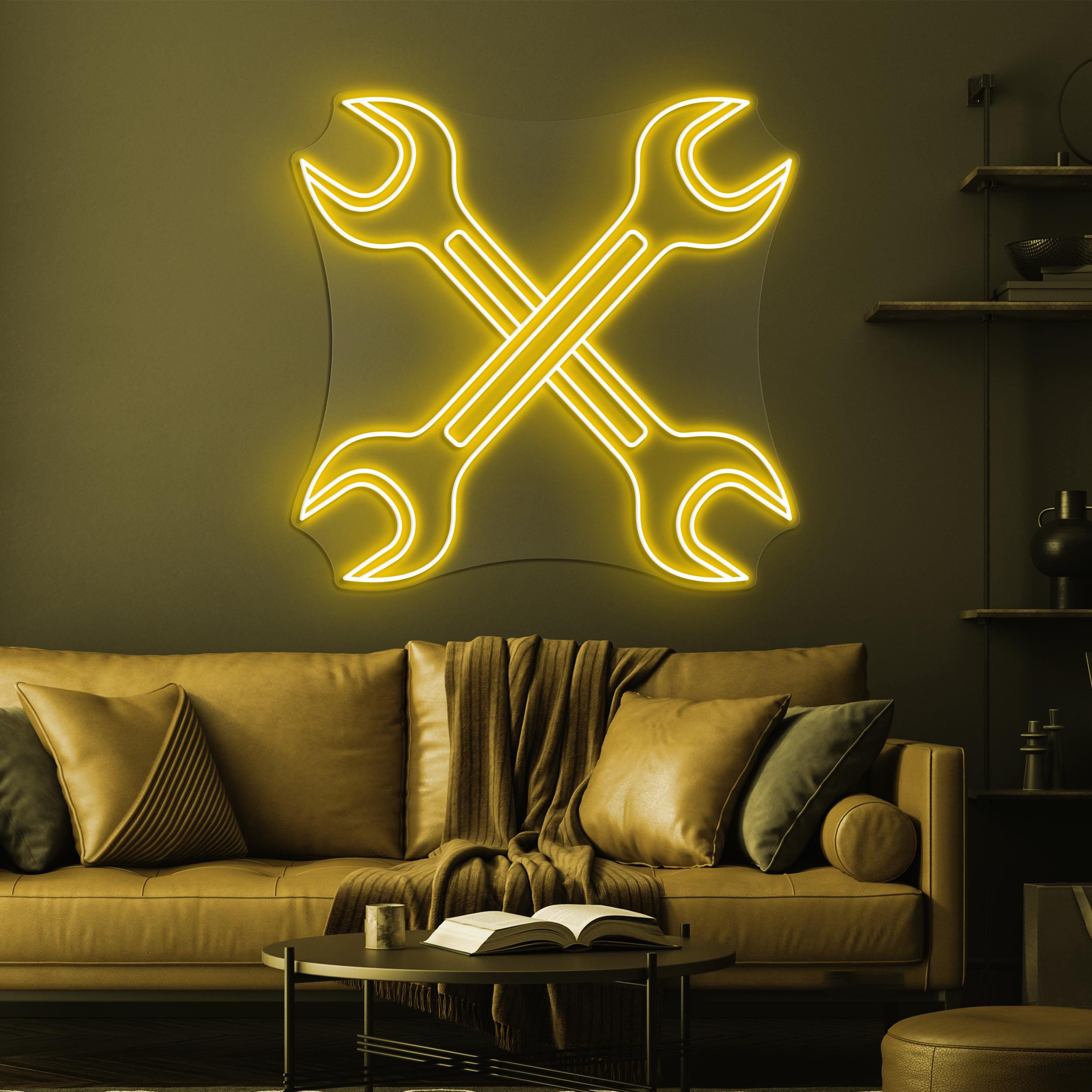 Wrenches Neon Sign, Wrenches LED Light, Mechanic Wall Decor, Garage Wall Art, Work Shop Neon Light, Car & Bike Repair Shop Art, Tools Decor
