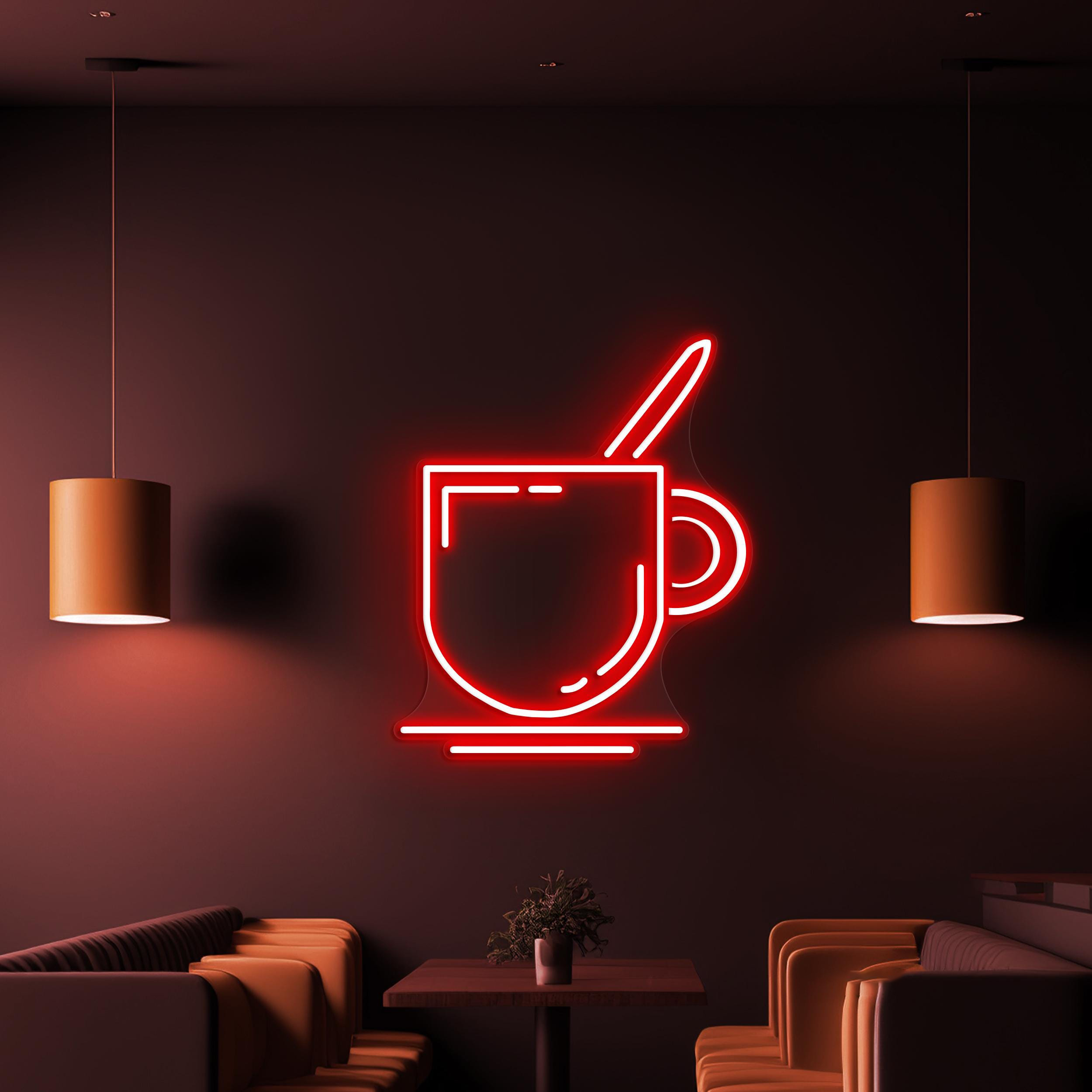 Coffee Mug Neon Sign, Coffee Mug LED Light, Coffee Shop Wall Decor, Kitchen Neon Light, Cafe, Bar, & Restaurants Wall Art, Home Neon Decor