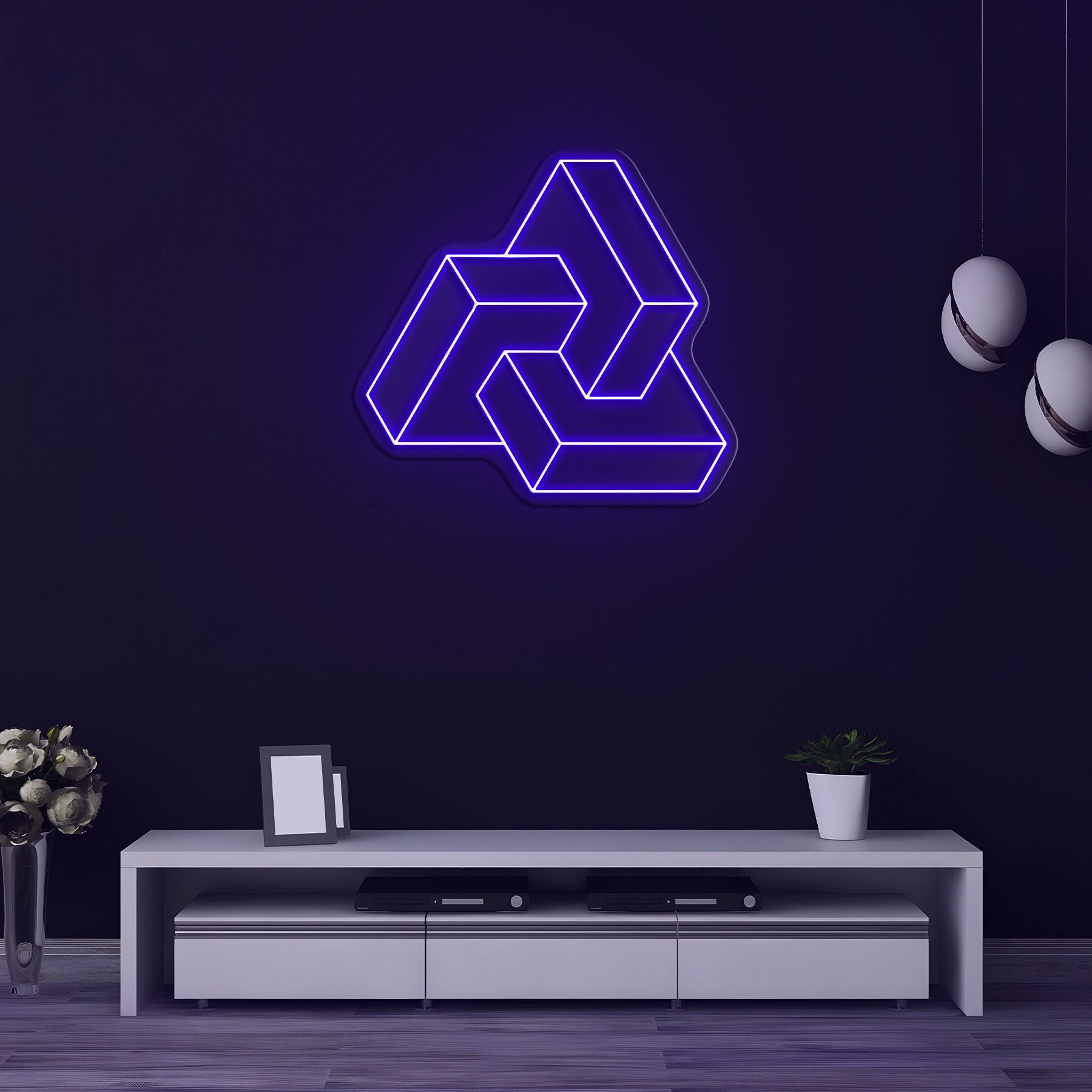 Interlocking Boxes Neon Sign, Geometric Wall Decor, LED Neon Light, Home Decor Sign, Wall Hanging Neon Art for Living Spaces, Lab Decor,Gift