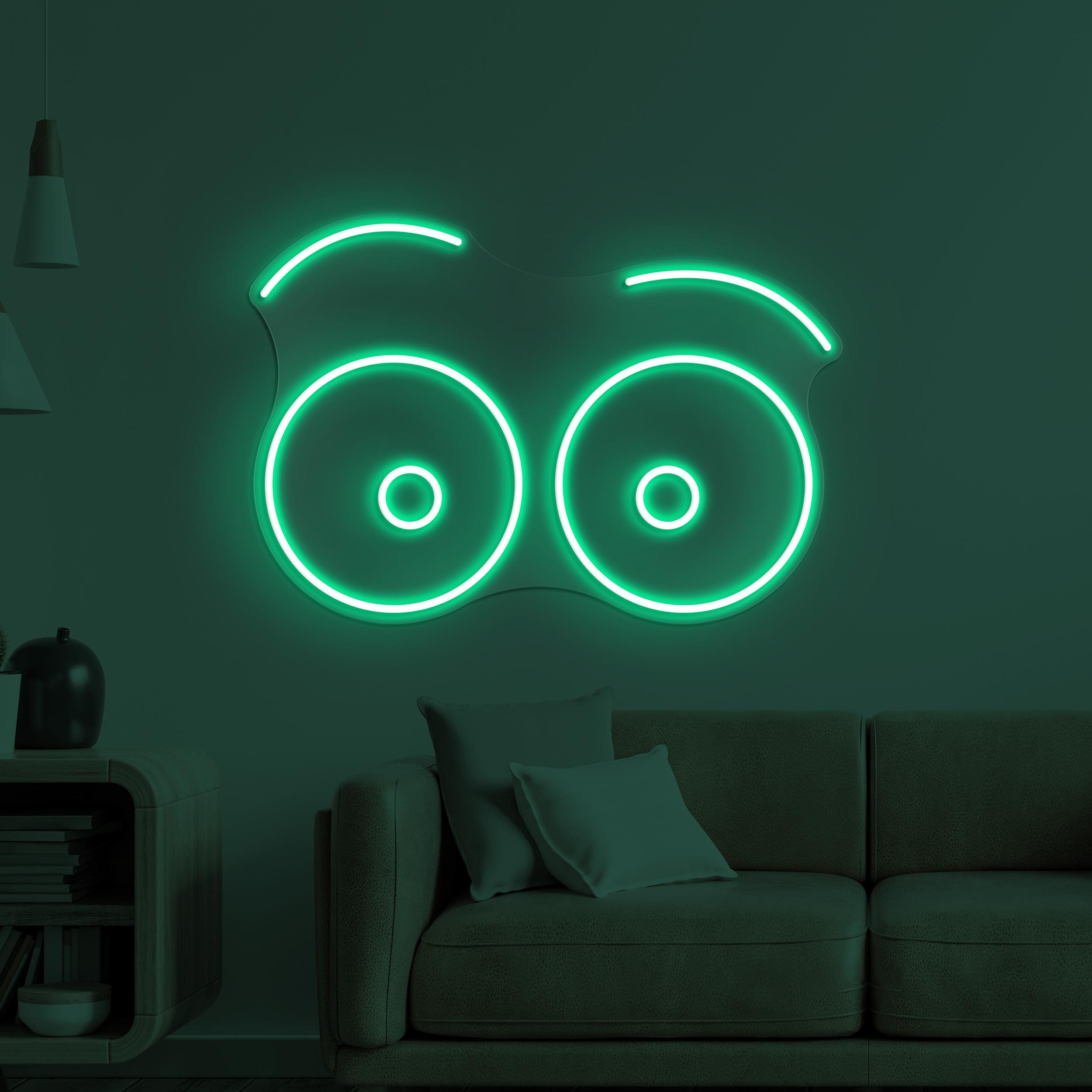 Eye Emoji Neon Sign, Eyebrows LED Light, Surprised Eyes Wall Decor, Quirky Face Wall Art, Nursery Room Neon Light, Home Wall Art, Cafe Decor