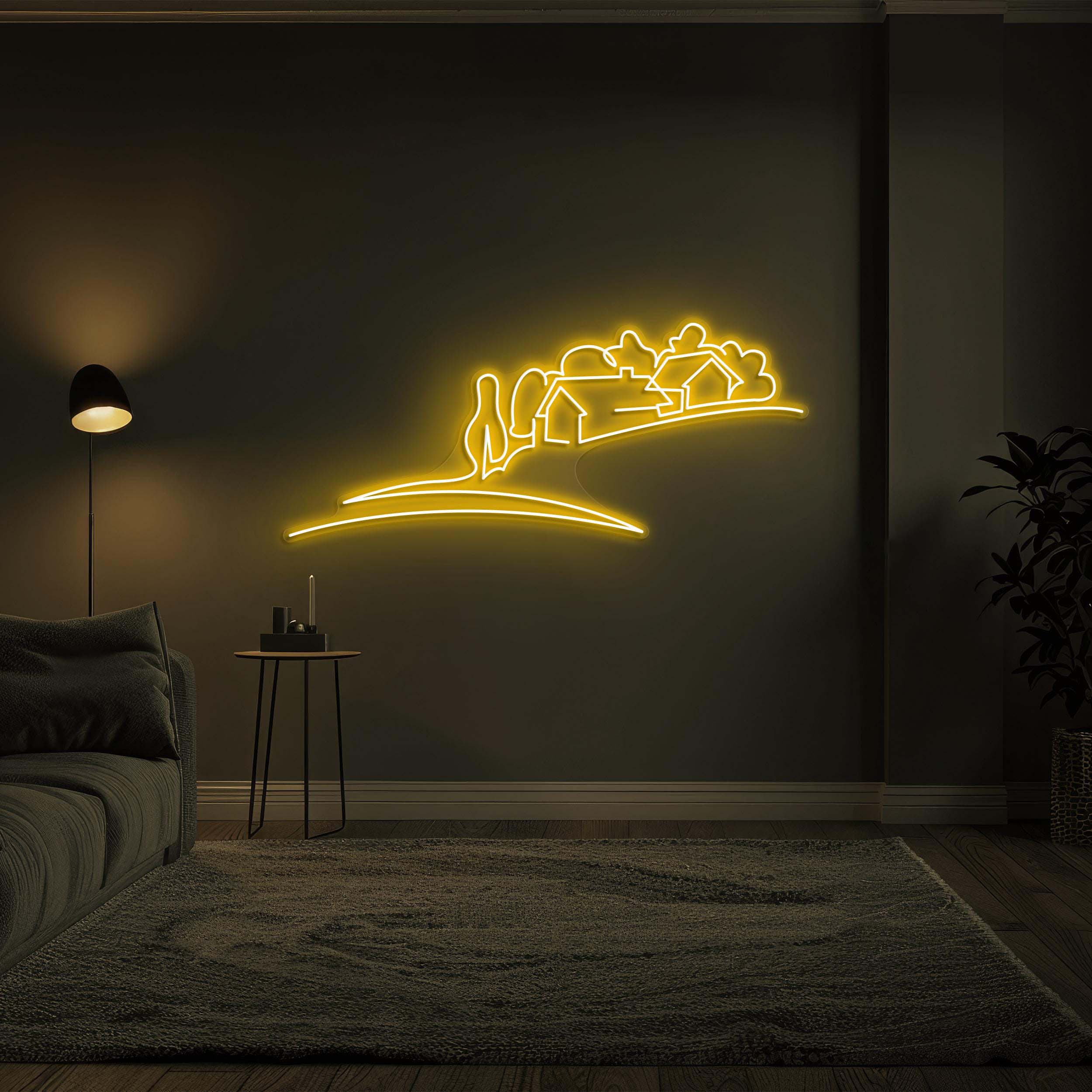 Village Neon Sign, Village LED Light, Countryside LED Neon Art, Home Wall Decor, Hometown Wall Art, Custom Village Neon Sign, Village Lover