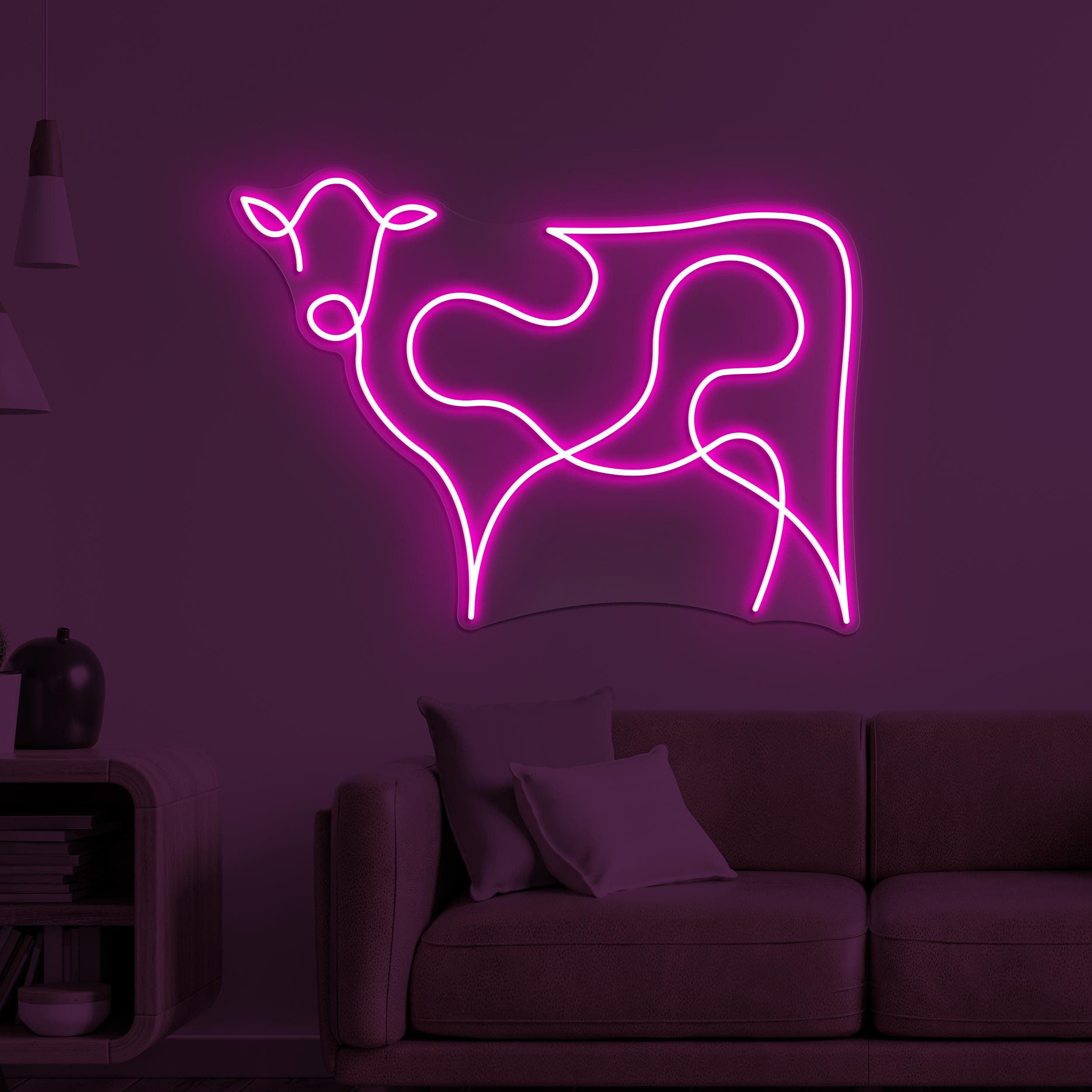 Cow Neon Sign, Cow Head LED Light, Pet Shop Wall Decor, Cattle Farm Wall Art, Gift For Cow Lover, Kids Room Decor, Farm Animal Wall Light