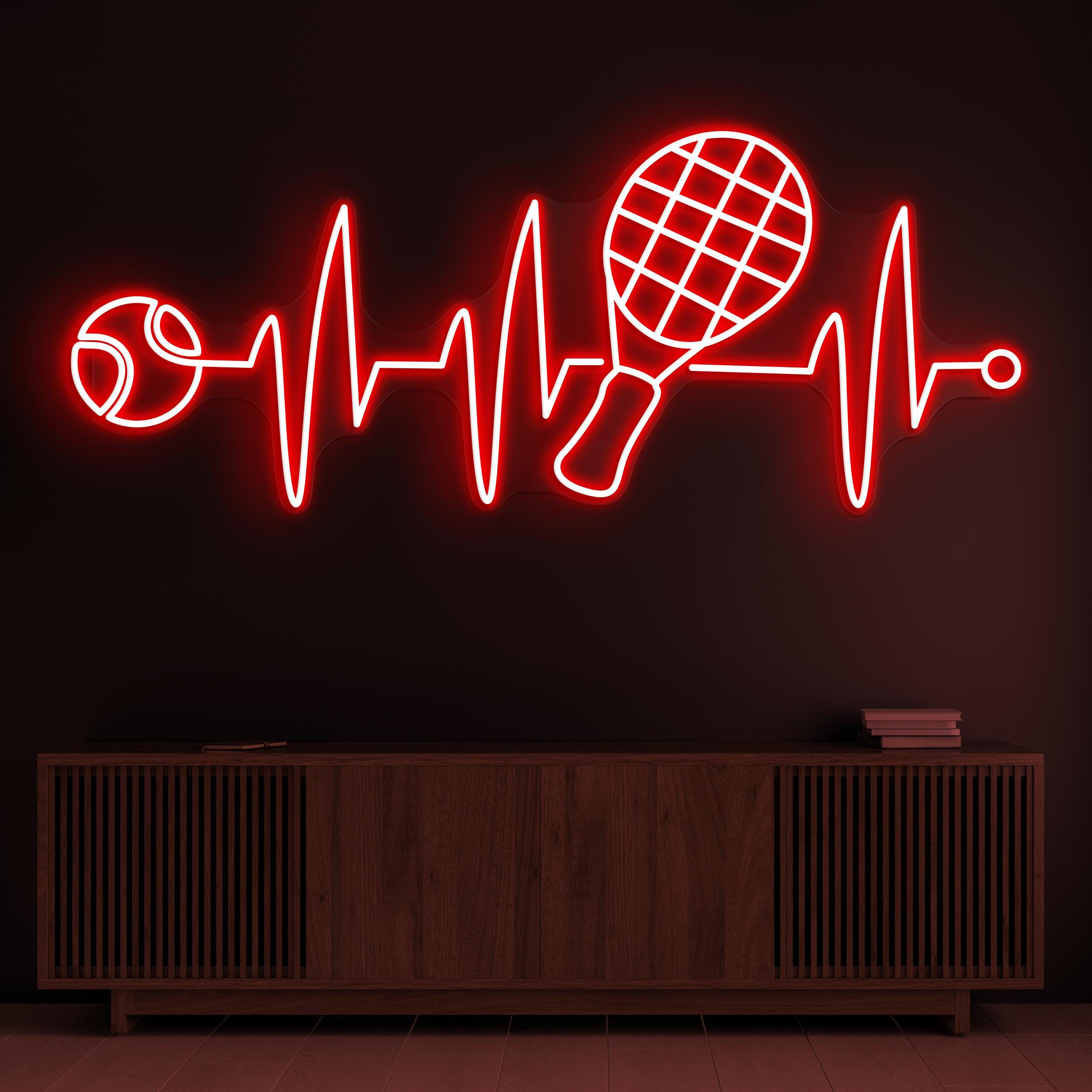 Tennis Neon Sign, Tennis LED Light, Tennis Heartbeat Wall Decor, Sports Shop Neon Art, Home Wall Decor, Custom Sign, Heartbeat Tennis Art