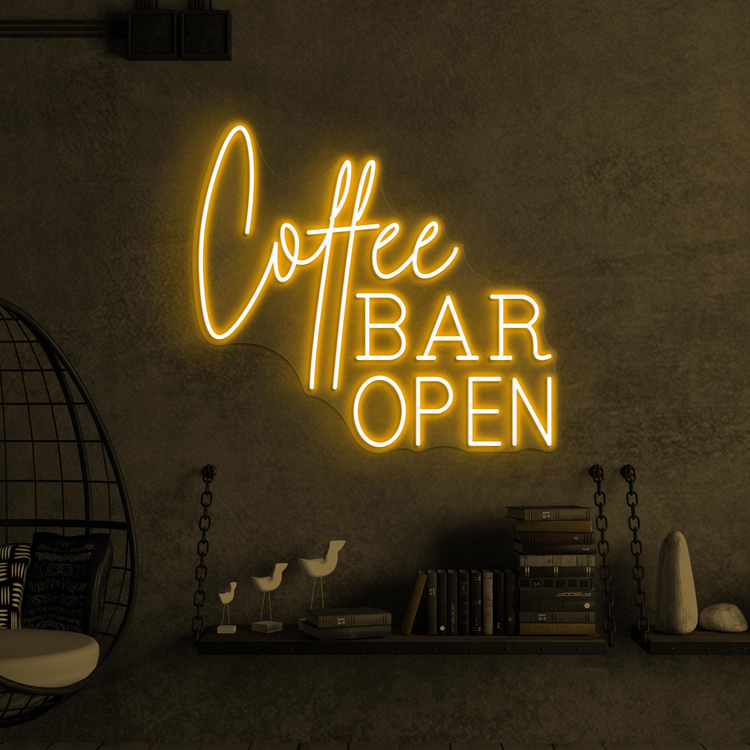 Coffee Bar Open Neon Sign, Coffee Bar Open LED Light, Coffee Shop Wall Decor, Open Logo Neon Art, Cafe Bar Neon Light, Gift for Coffee Lover