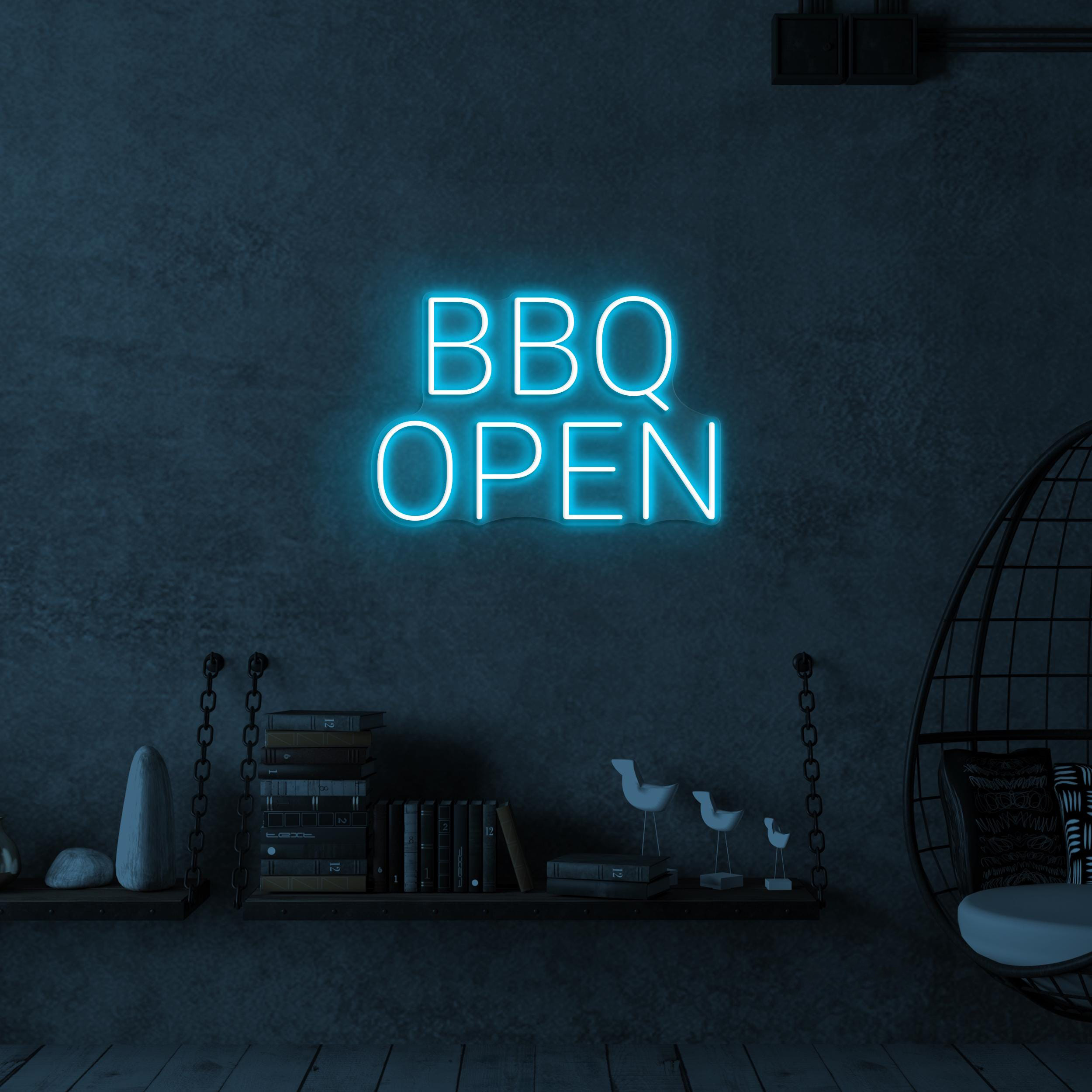 BBQ Open Neon Sign, BBQ open Led Light, BBQ Wall Decor, Restaurants Wall Art, Open Neon Sign, Welcome Wall Sign, Opening Door Shop Neon Art