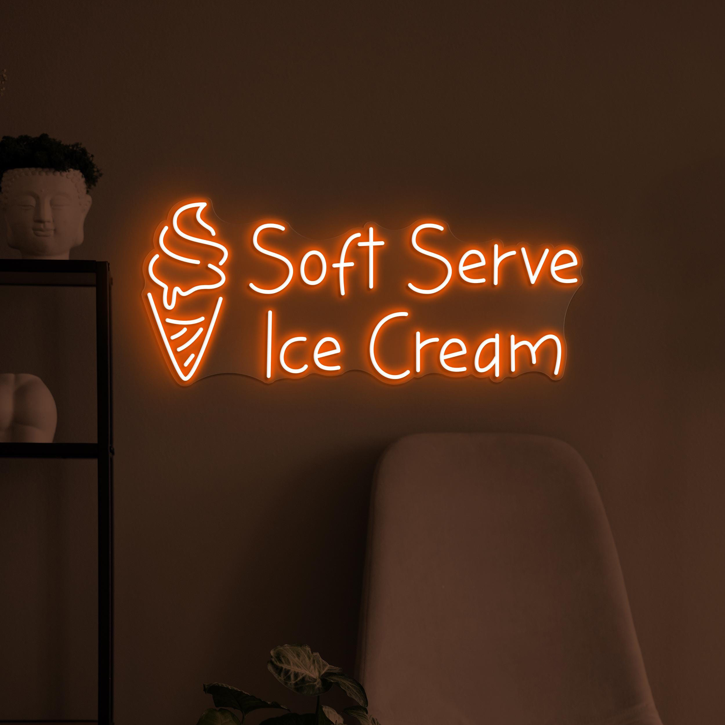 Soft Serve Ice Cream Neon Sign, Soft Serve Ice Cream LED Light, Sweet Dish Wall Art, Dessert Led Sign, Ice Cream Shop Decor, Ice Cream Lover