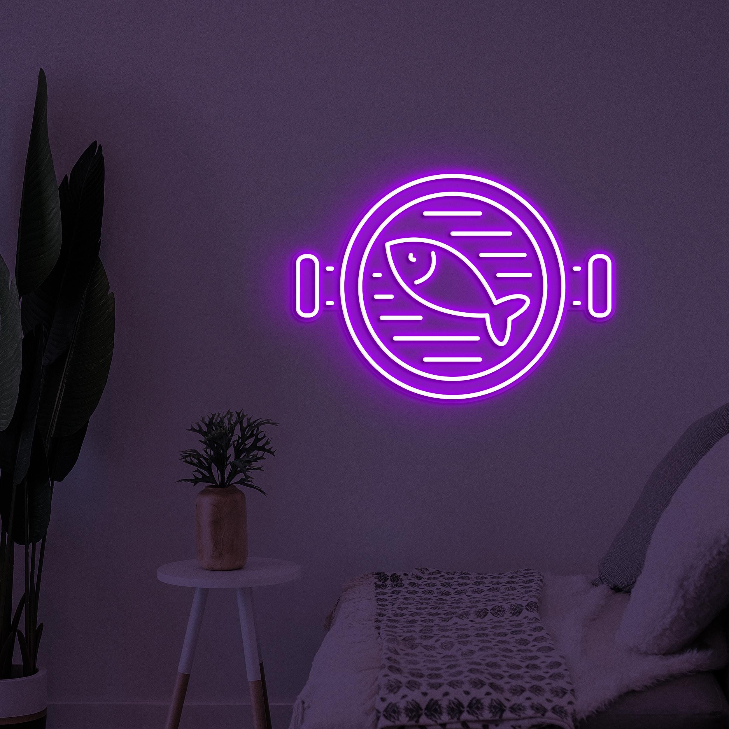 Fish in Pan Neon Sign, Fish in Pan LED Light, Seafood Restaurant Wall Art, Cooking Fish Neon Sign, Kitchen Wall Decor, Gift For Fish Lover