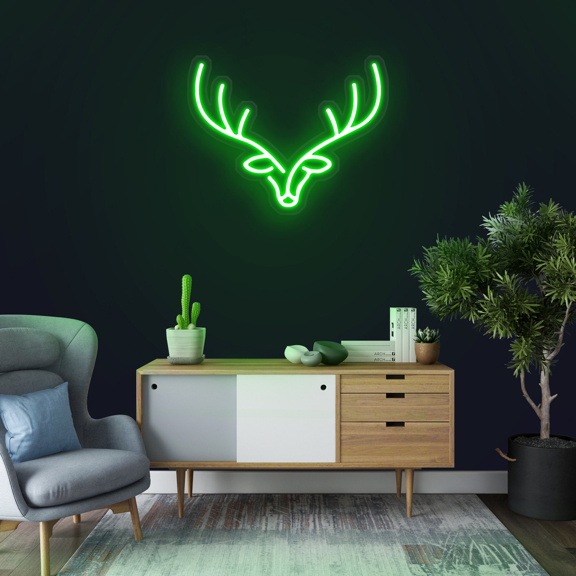 Reindeer Elk Deer Neon Sign, Deer LED Light, Deer Wall Art, Deer Light, Christmas and Party Decor, Deer Head Neon Sign, Children's Gift Idea