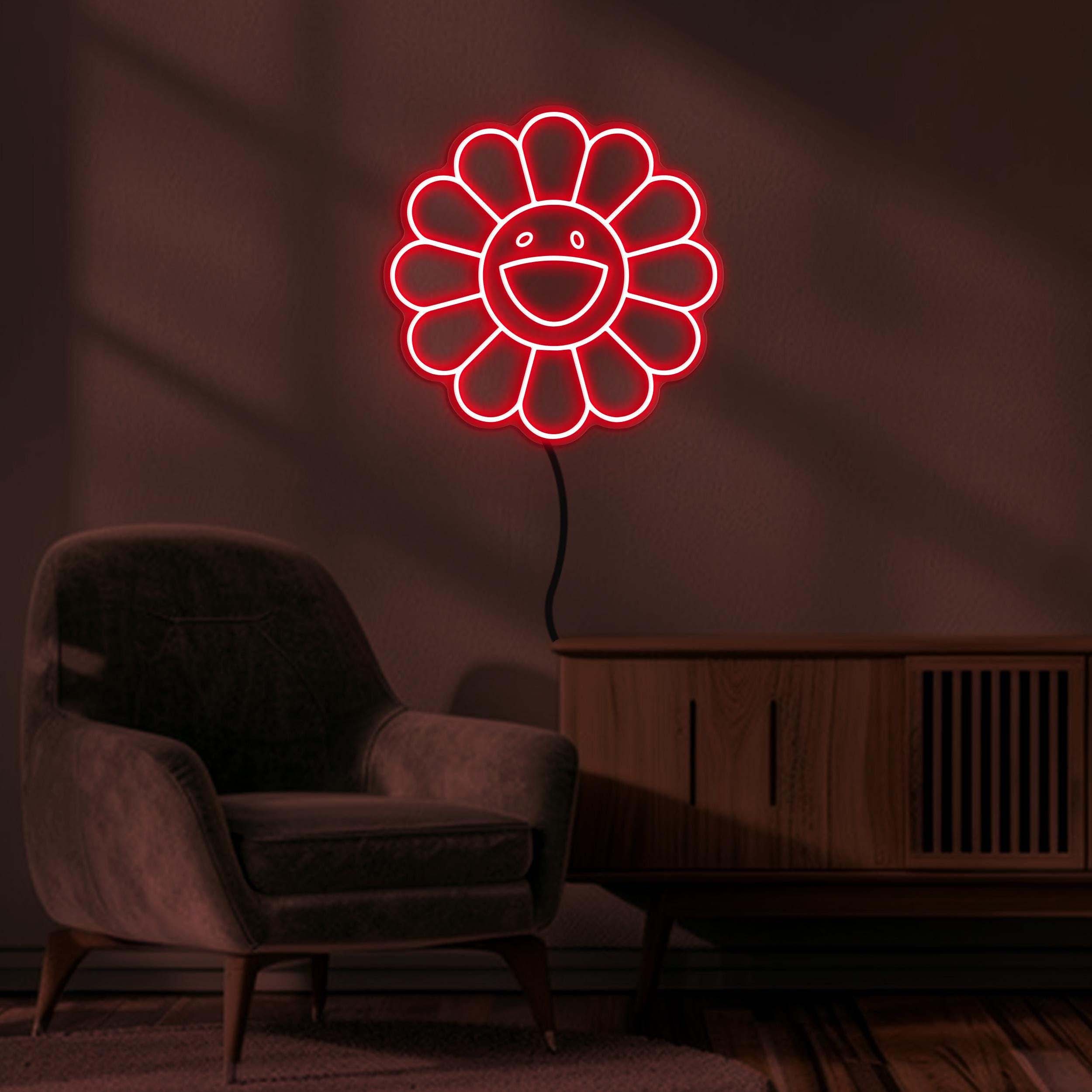 Sunflower Neon Sign, Smiley Flower LED Light, Sunflower LED Neon Art, Happy Flower Wall Art, Decor for Home, Kids Room, Flower Shop & Party