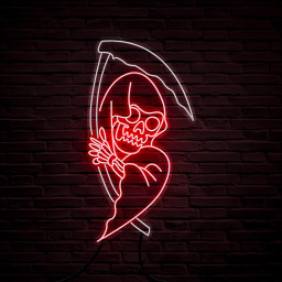 Grim Reaper Neon Sign, Grim Reaper LED Light, Skull Wall Decor, Skull Halloween Decor, Halloween Party Sign, Spooky Decor, Horror House Art