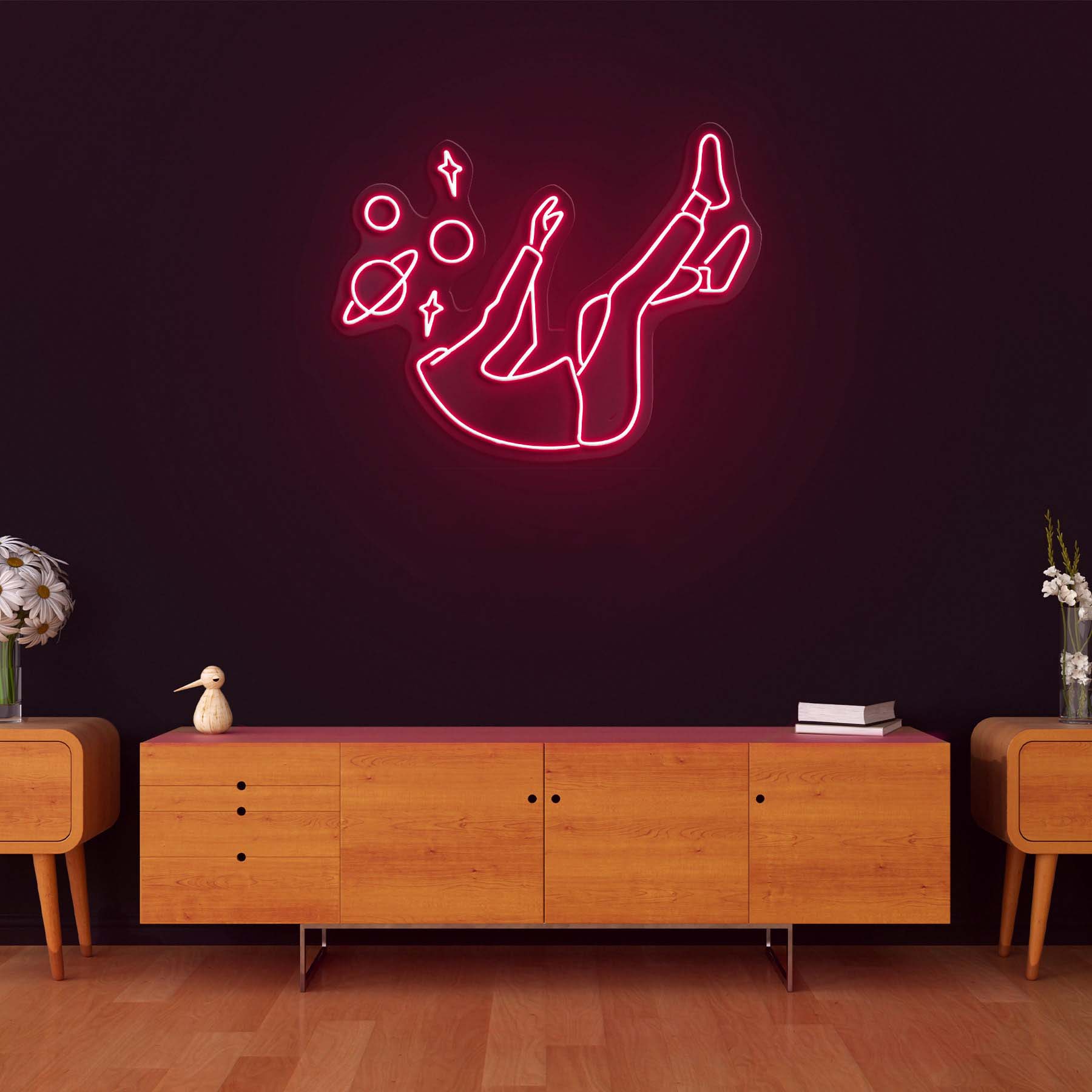 Space Head Neon Sign, Falling Into Space LED Wall Decor, Celestial Room Lighting, Home Art, Space Head Neon Sign, LED Neon Light, Room Decor