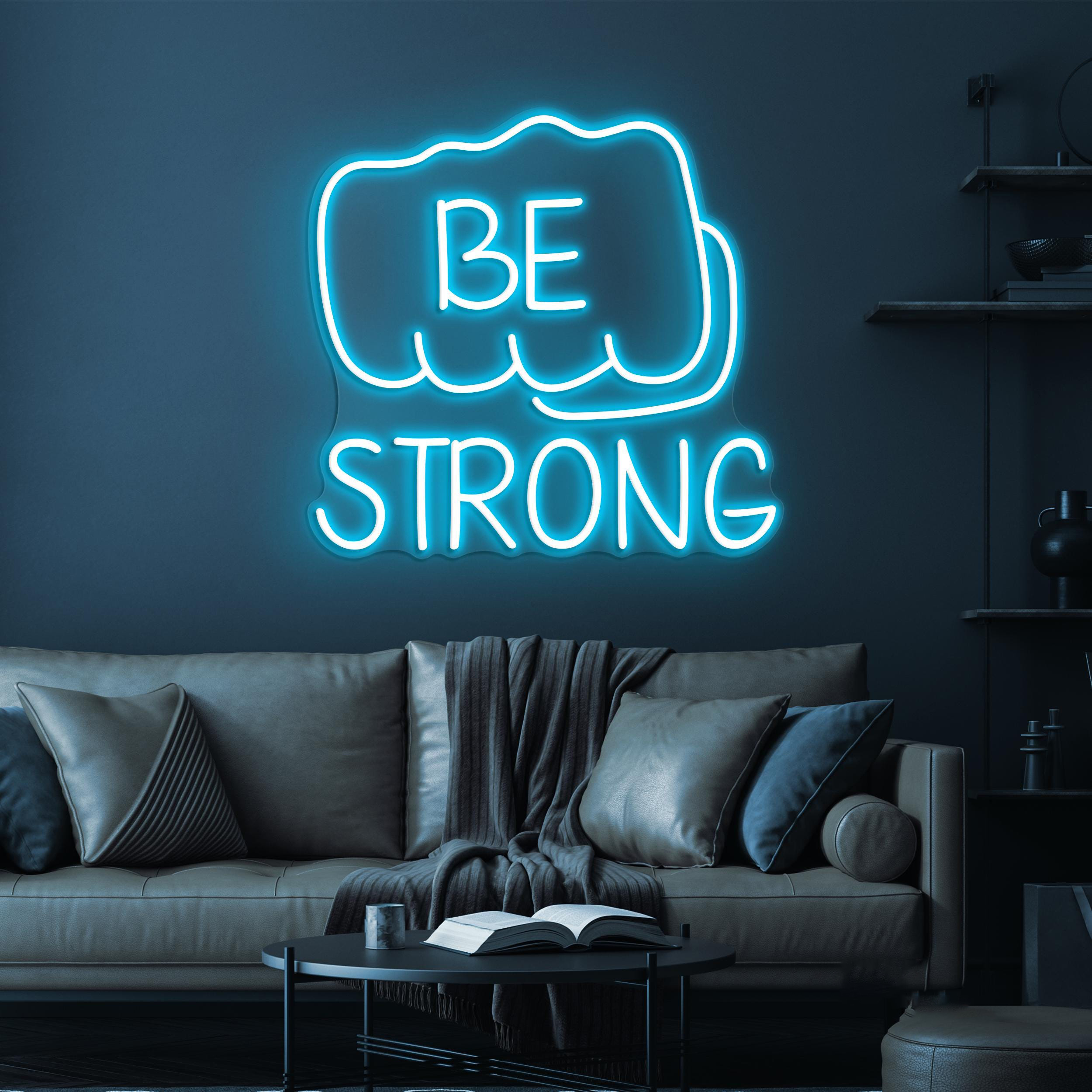 Be Strong Neon Sign, Be Strong LED Light, Gym Wall Decor, Jab Hand Wall Art, Motivational Neon Light, Personalized Sign, Fitness Led Sign
