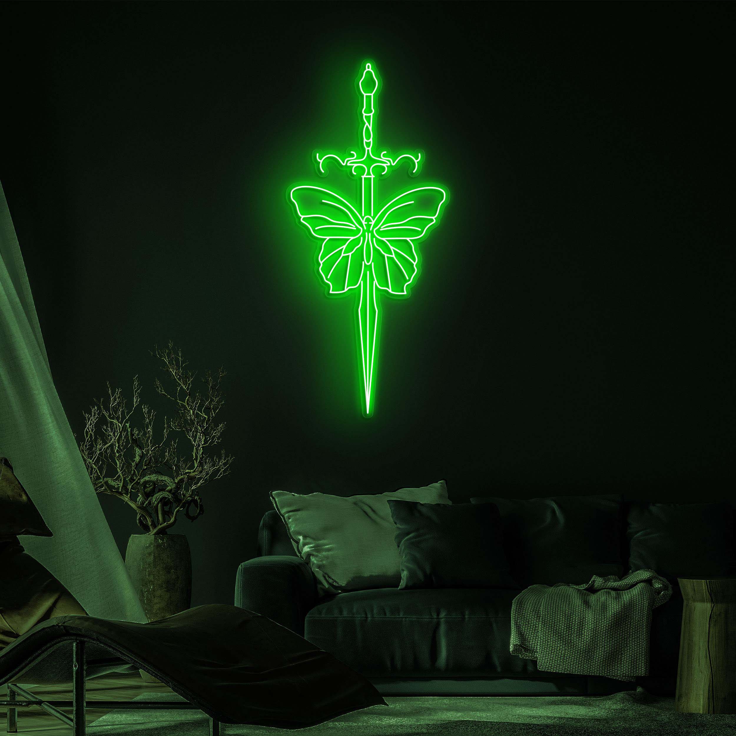 Sword Butterfly Neon Sign, Sword Neon Light, Butterfly LED Decor for Home, Dorm, Kids Room or Office, Wall Art, Sword Neon Sign, Gift Idea