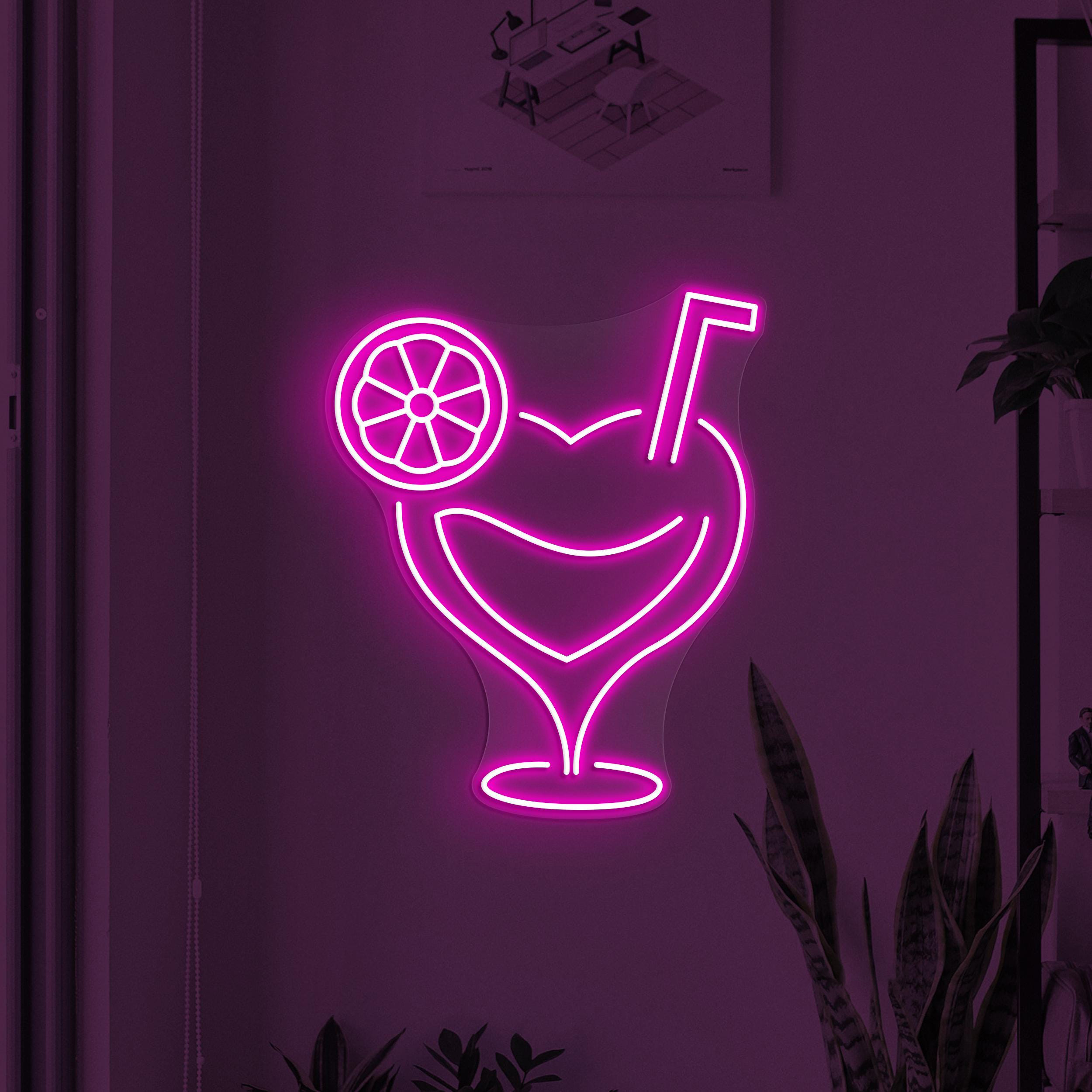 Cocktail Neon Sign, Cocktail Love LED Light, Cocktail Heart Wall Decor, Drink Corner Decor, Party Neon Light, Cafe Bar Sign, Drink Lime Art