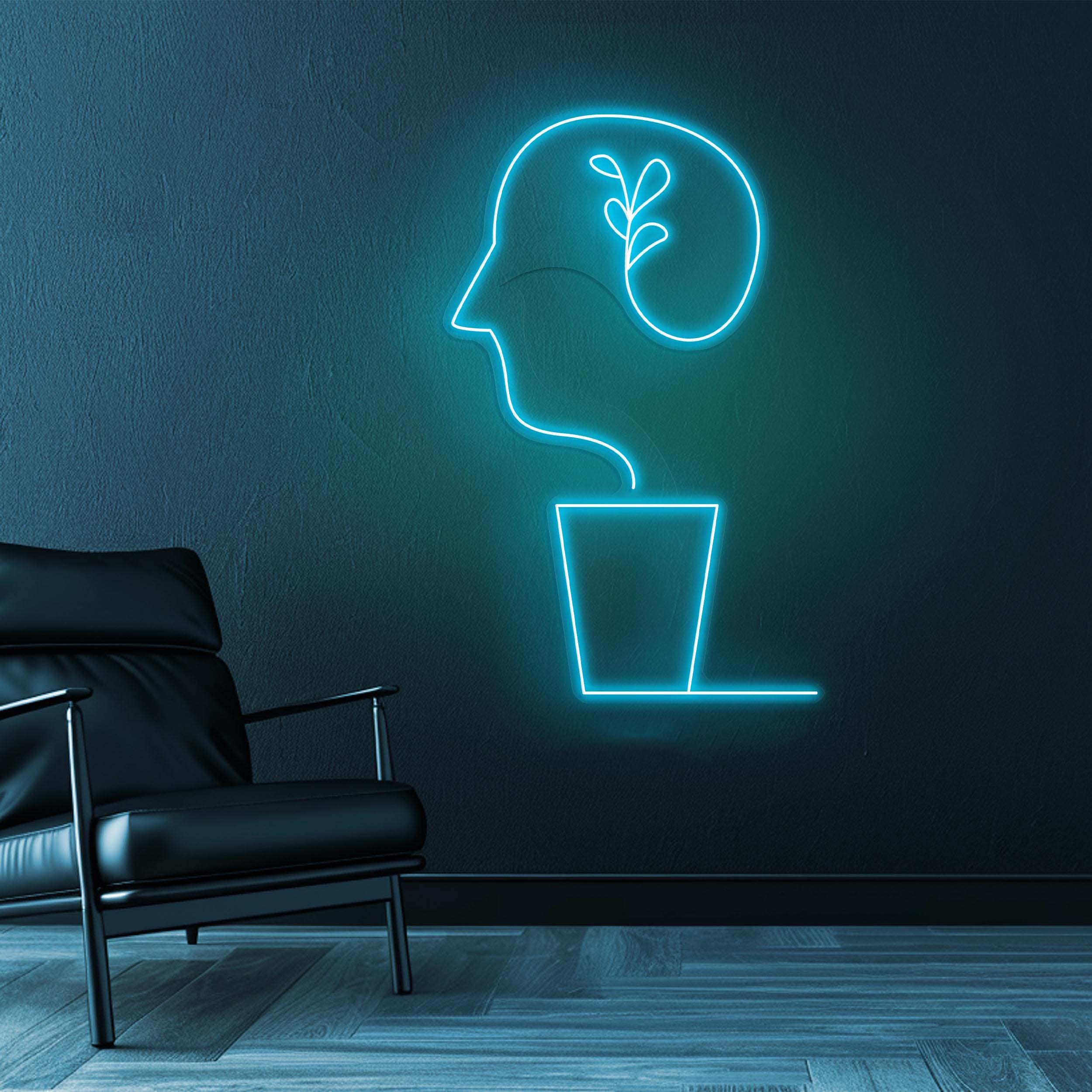Head with Plant Neon Sign, Head with Plant LED Light, Growing Mind Neon Light, Office Wall Decor, Home Wall Art, Plant Neon Sign, Gift idea