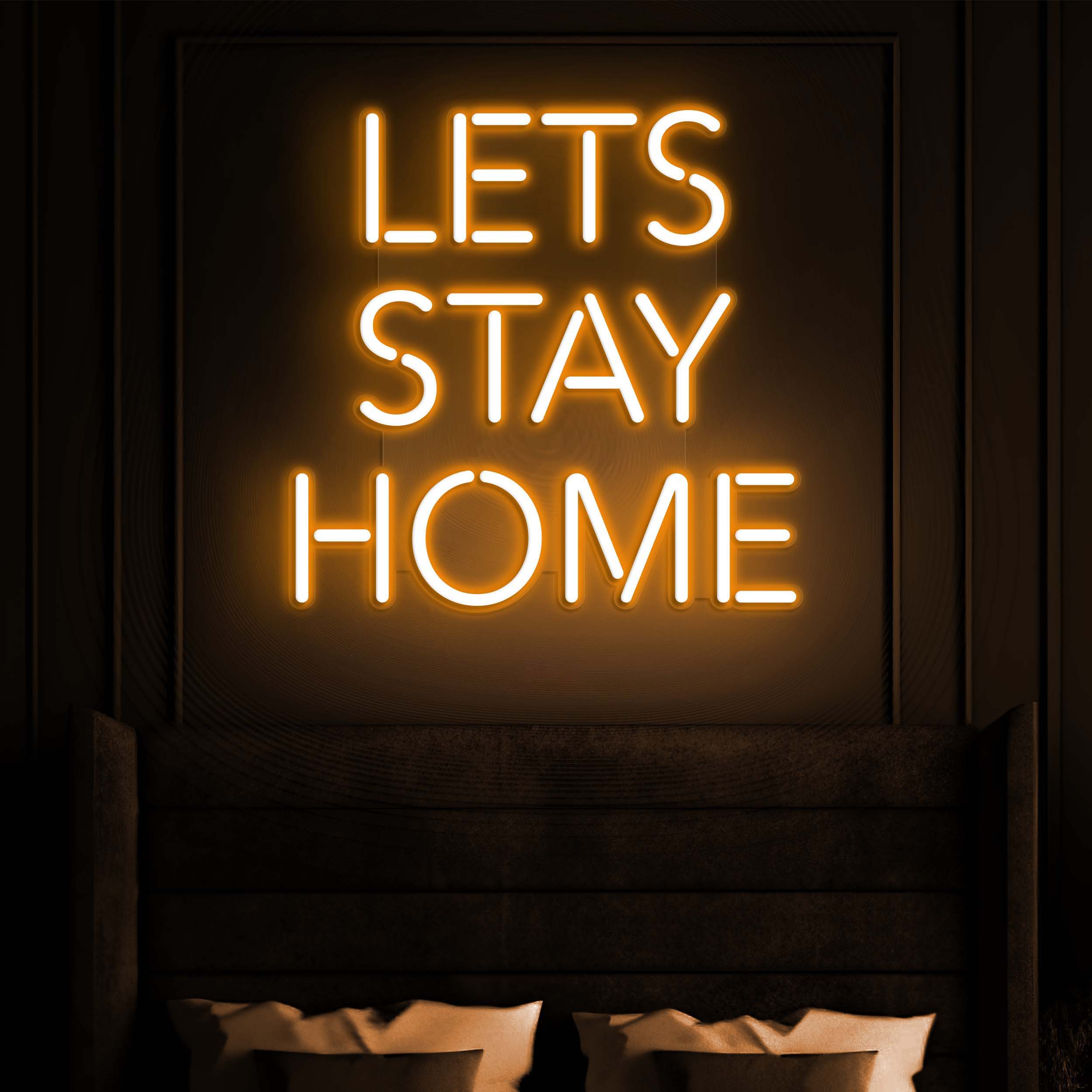 Let's Stay Home Neon Sign - Custom LED Light, Home Wall Decor, Bedroom & Living Room Art, Personalized Gift, Kitchen Sign, Cozy Room Decor
