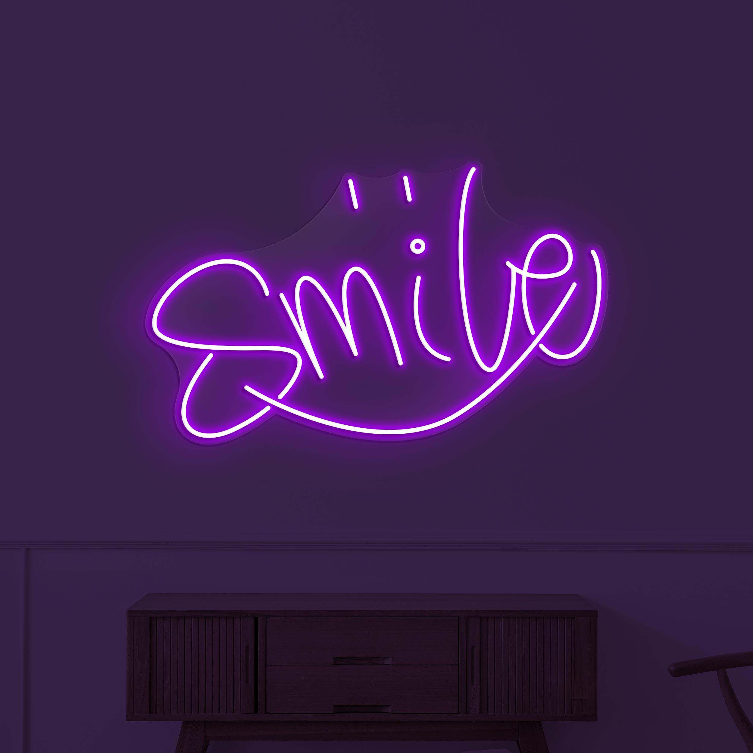 Smile Neon Sign, Smile LED Light, Happy Vibes Wall Decor, Smile Logo Wall Art, Decor for Home, Kids Room & Party, Happy Vibes Neon Sign
