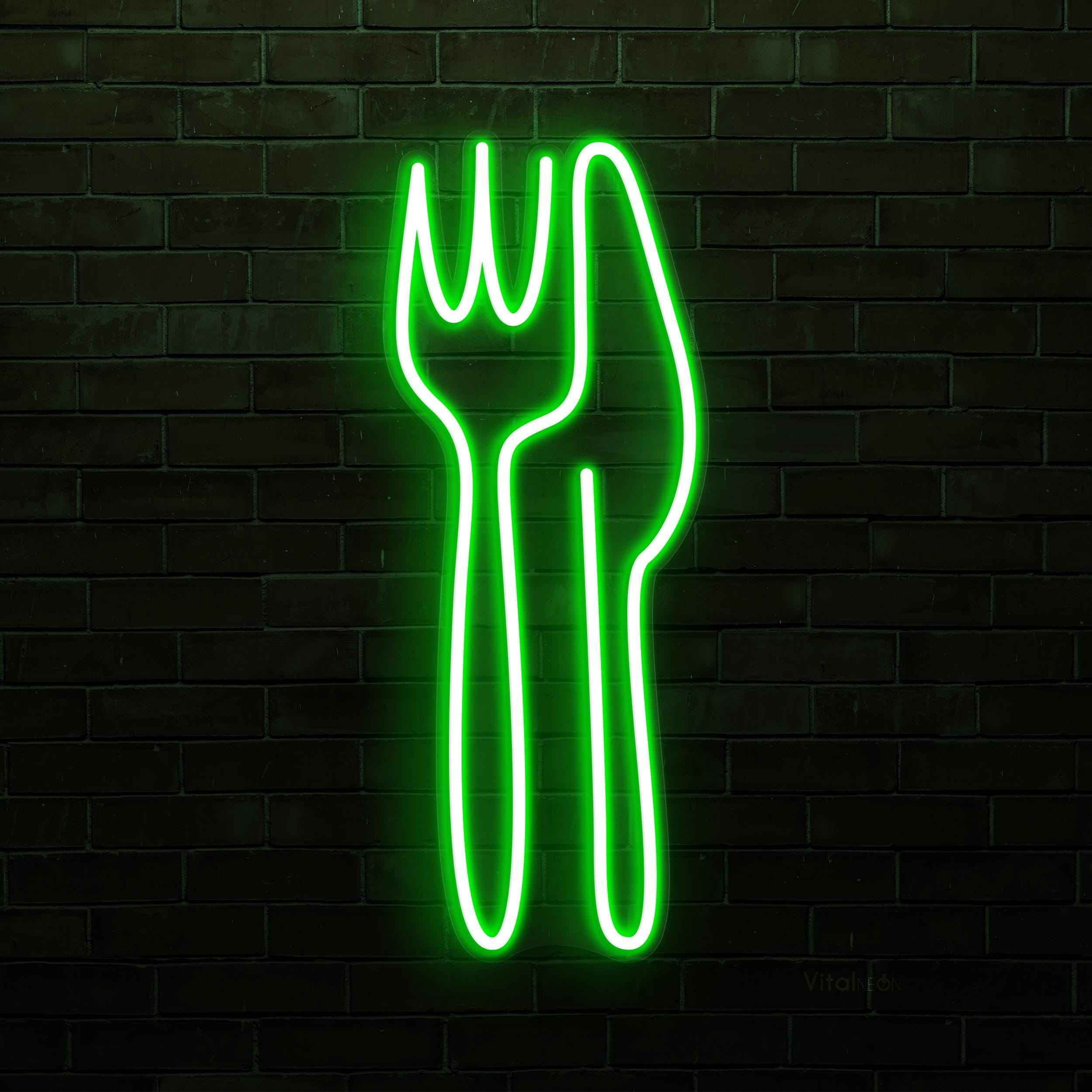 Fork & Knife Neon Sign, Fork and Knife LED Light, Restaurant Wall Art, Kitchen Wall Decor, Home Wall Light, Cafe, Bar Neon Light, Neon Art