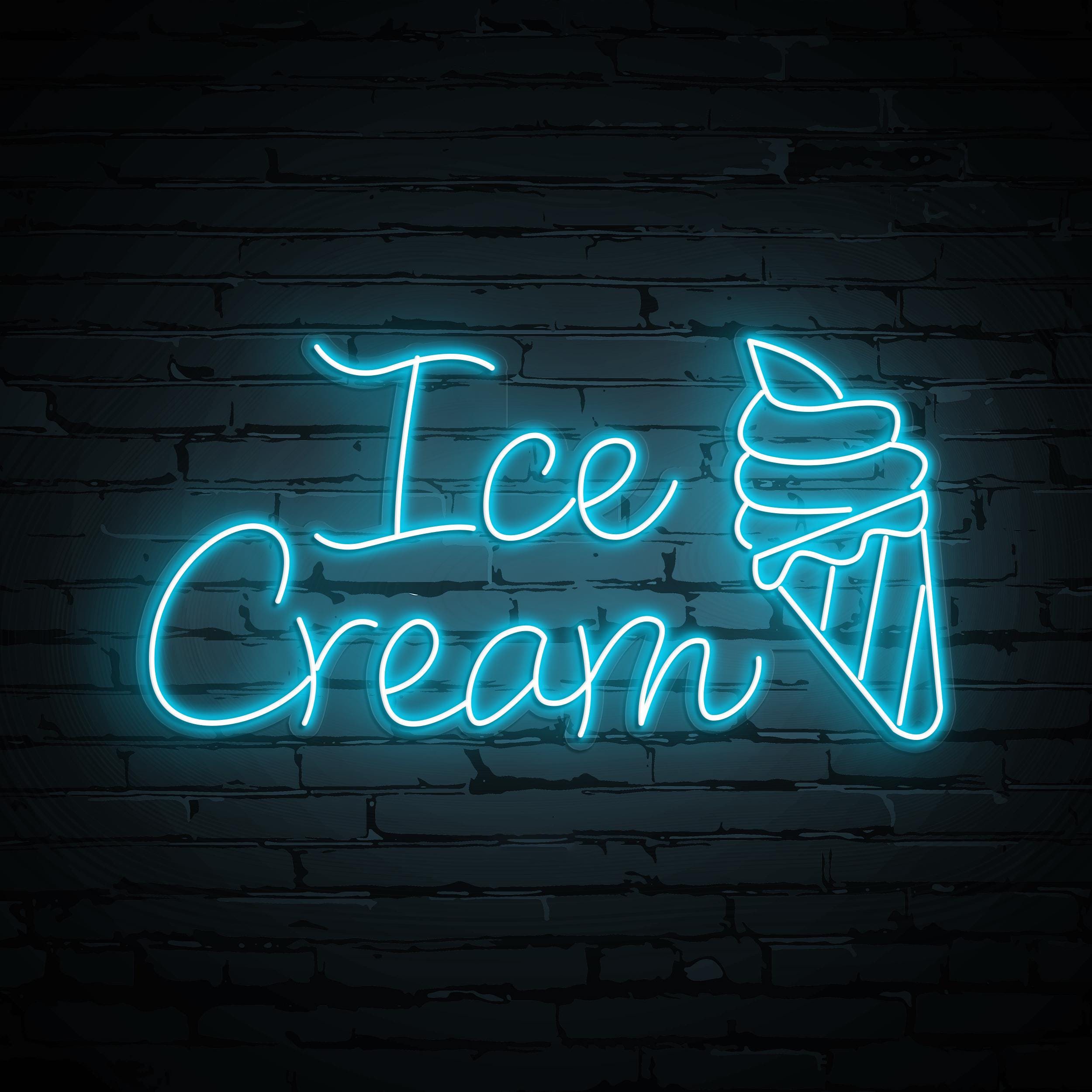 Ice Cream Neon Sign, Ice Cream LED Sign, Ice Cream Cone Wall Art, Ice Cream Neon Display, Decor for Ice Cream Shop, Cafe, Bar, Dessert Spot
