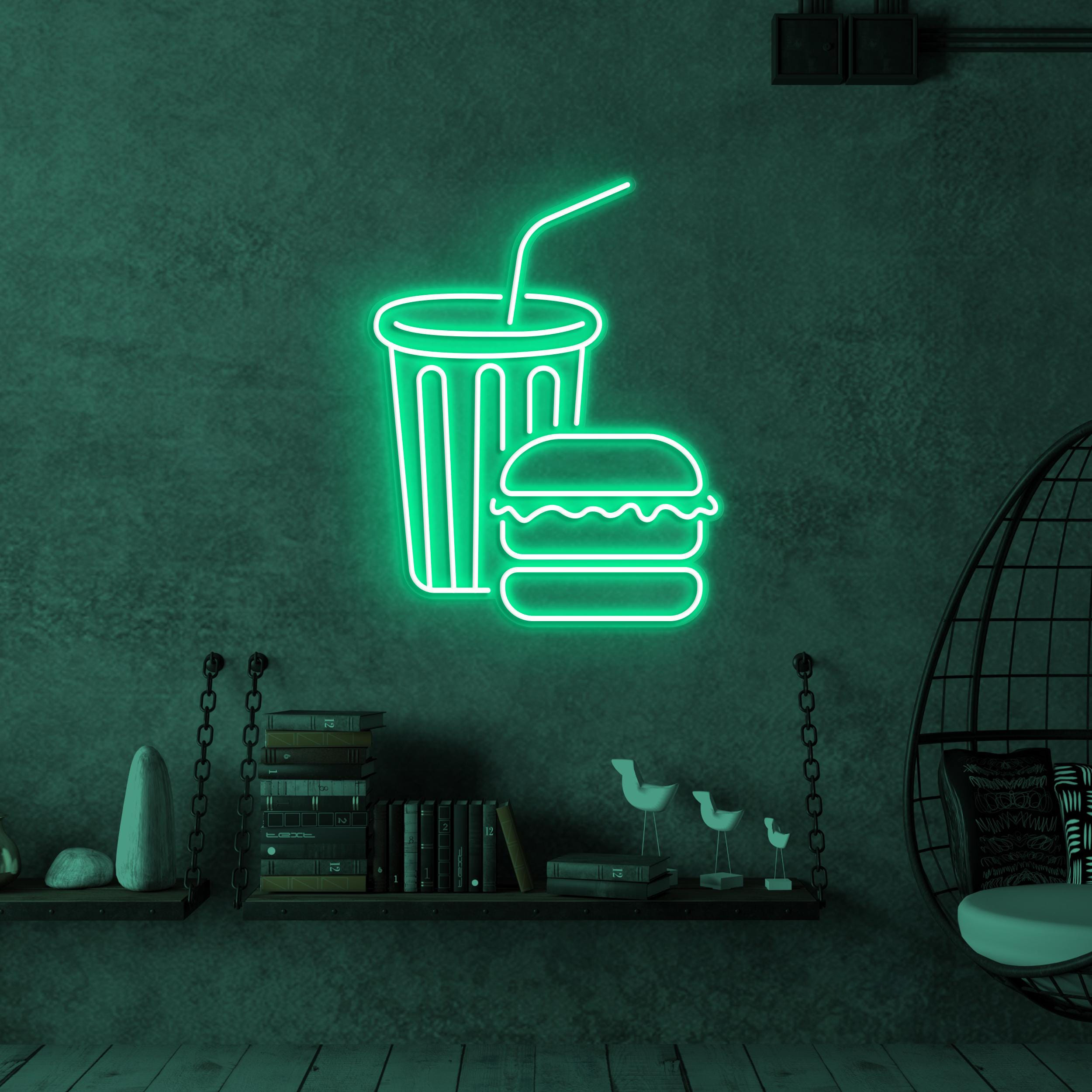 Burger and Juice Neon Sign, Burger and Juice LED Light, Burger Wall Decor, Burger Shop Neon Sign, Fast Food Wall Art, Juice Shop LED Sign