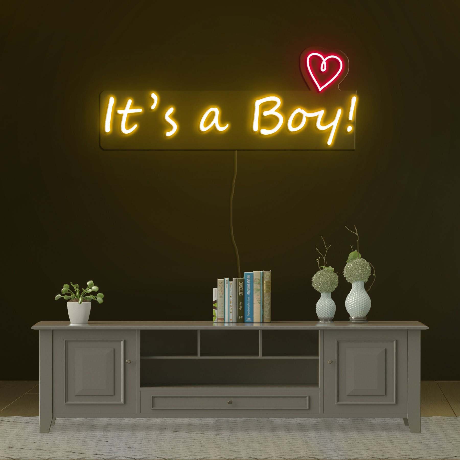 It's a Boy Neon Sign, Baby Shower Decor and Gift, Nursery Wall Art, Personalized LED Neon Light for Birthday Party, Custom Wall Decor