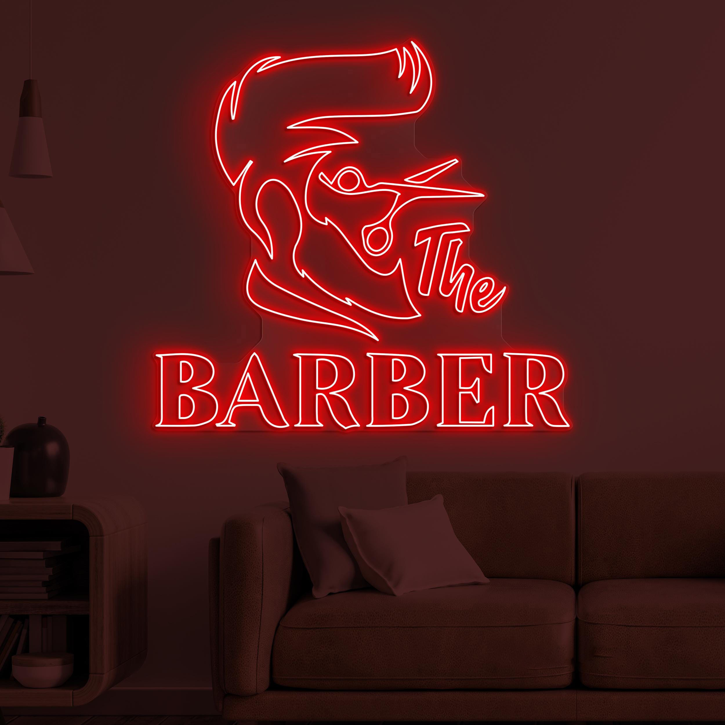 The Barber Neon Sign, The Barber LED Light, Barber Shop Wall Decor, Barber Logo Neon Art, Haircut Neon Sign, Hairdressing Room Neon Art