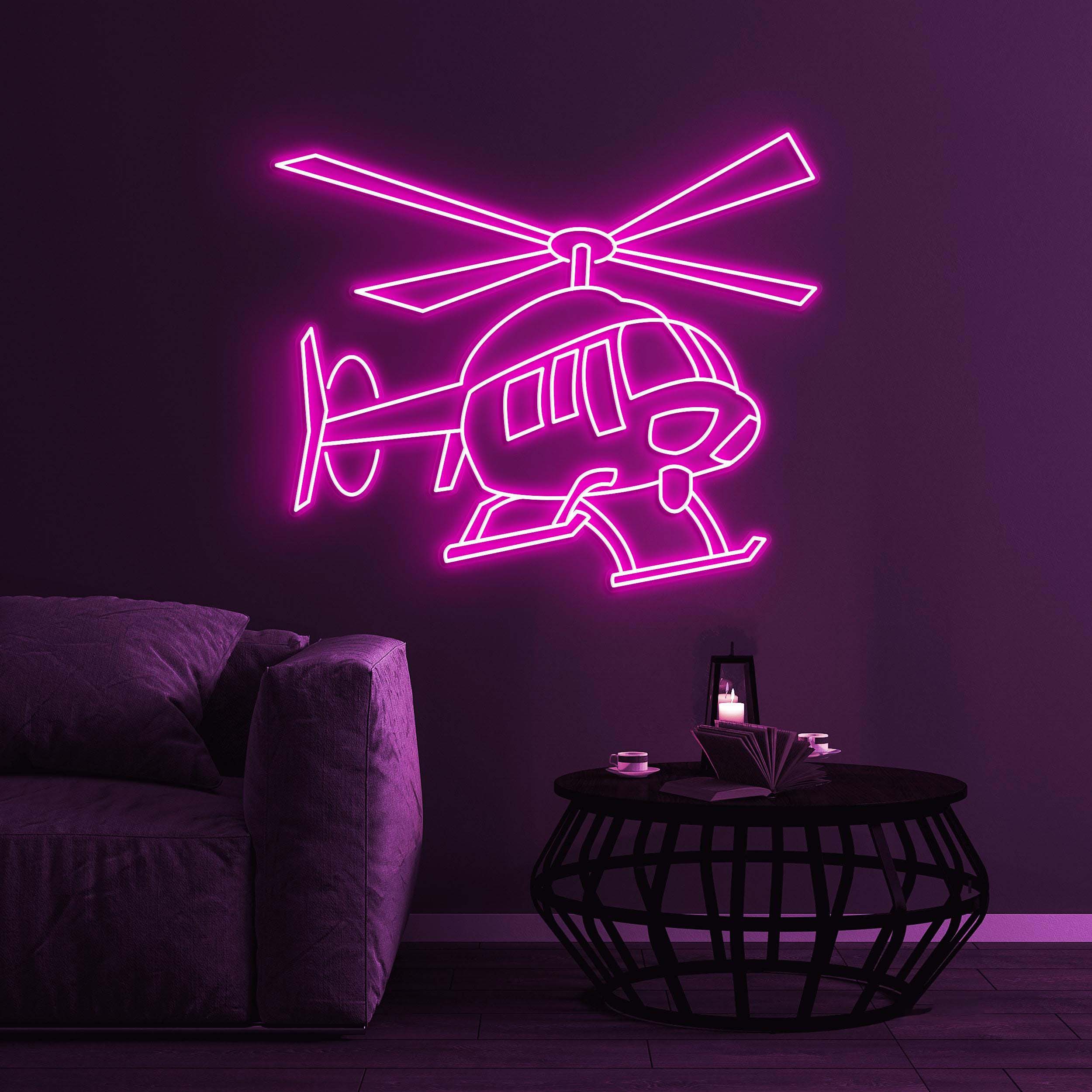 Helicopter Neon Sign, Helicopter Led Light, Helicopter Wall Decor, Airplane Wall Art, Kids Room Decor, Game Room Art, Helicopter Lover, Gift