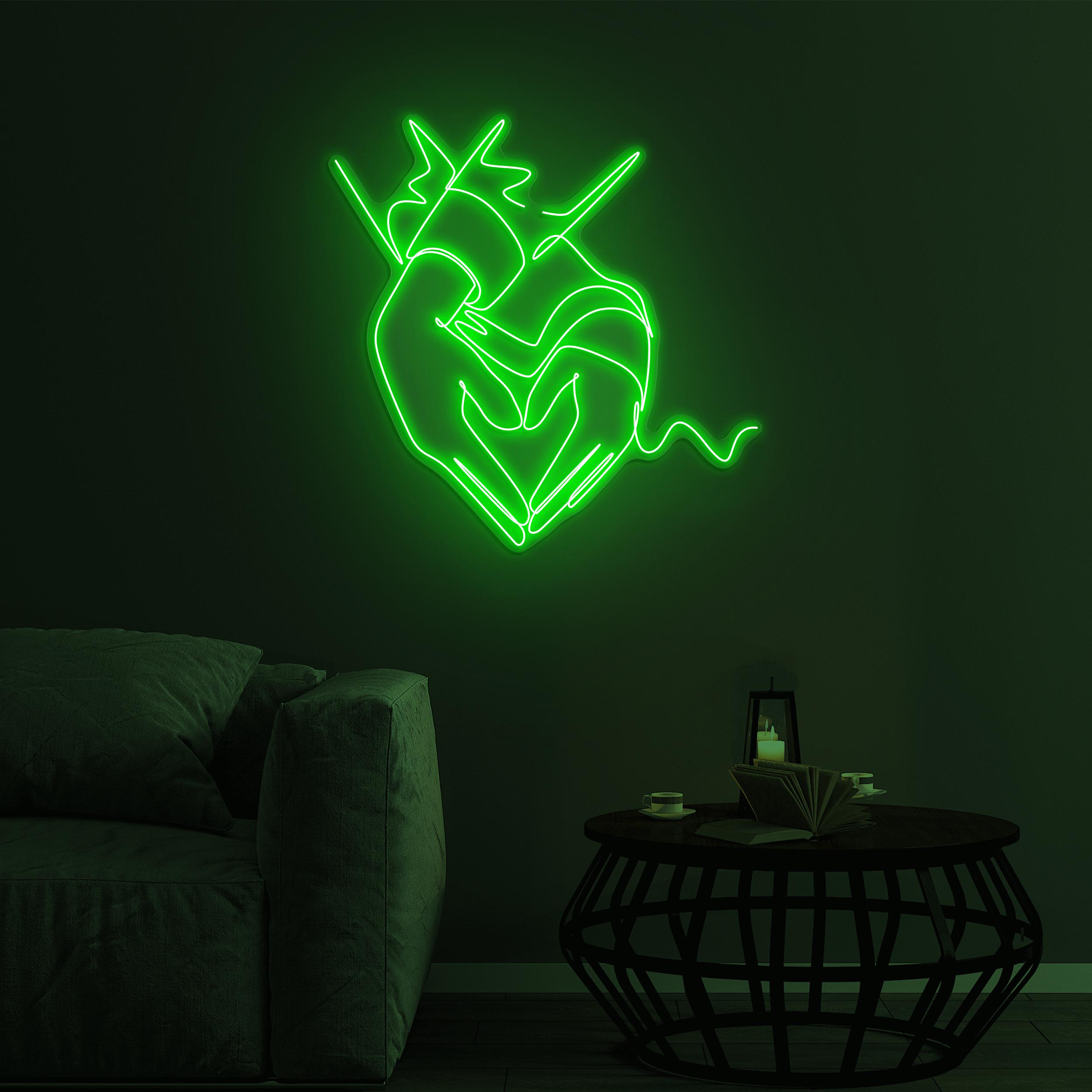 Holding Hands Heart Neon Sign, Holding Hands Heart LED Light, Romantic LED Neon Art, Couple Wall Decor, Home Wall Art, Romantic Love Sign
