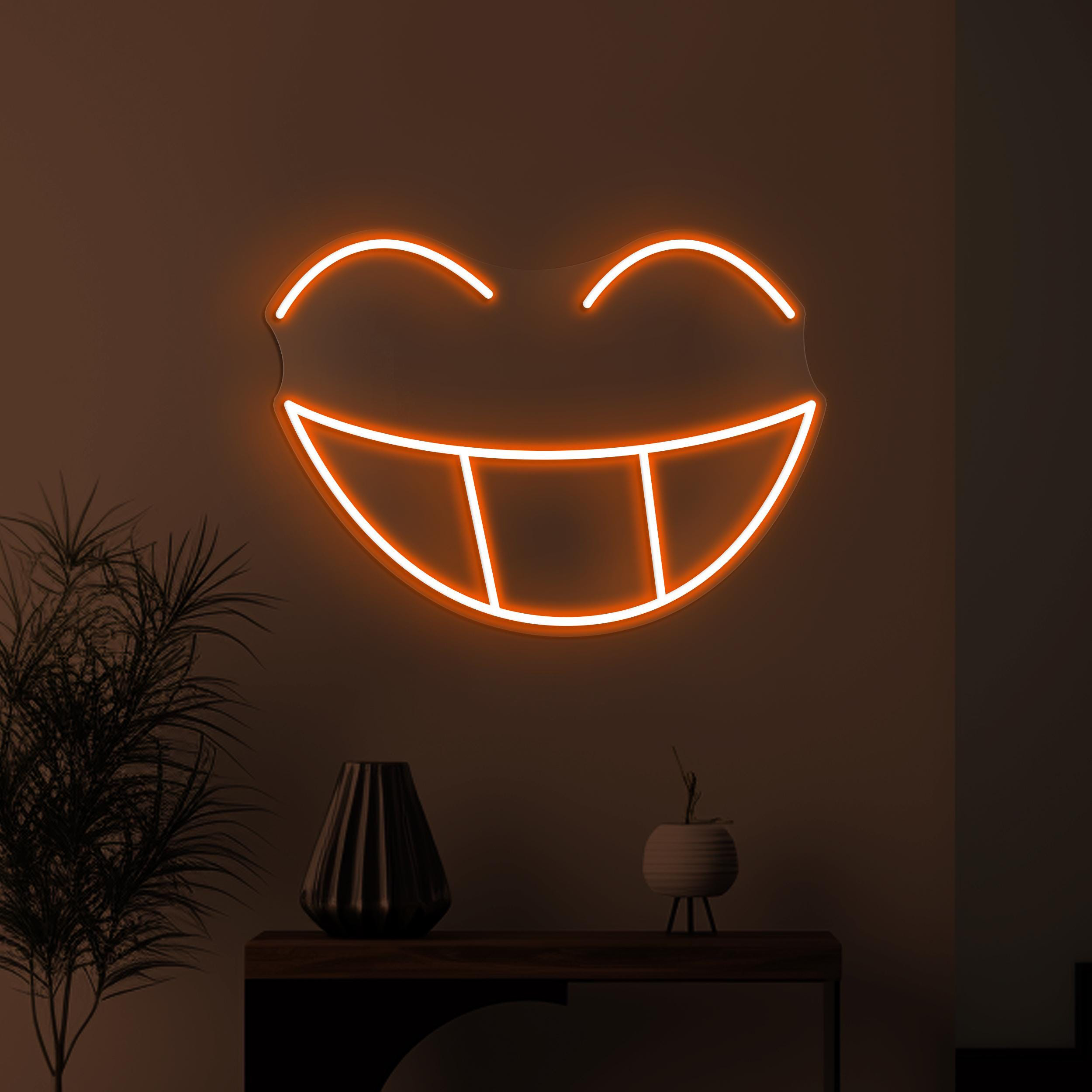 Smiley Face Neon Sign, Smiley Face Emoji LED Light, Big Smile LED Neon Art, Happy Face Wall Decor, Kids Room & Party Decor, Home Wall Art