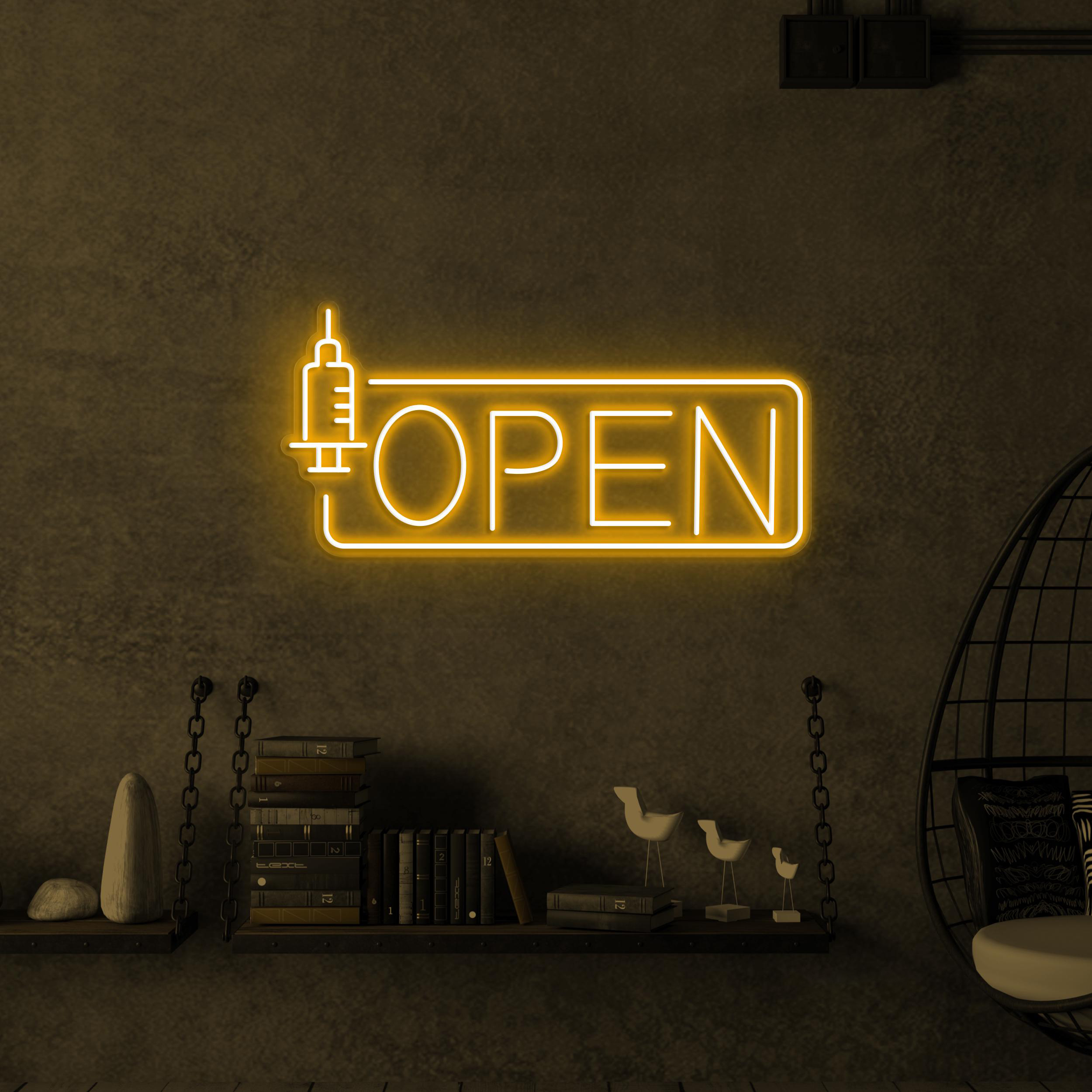 Open Neon Sign, Open LED Sign, Medical Wall Decor, Syringe Wall Art, Hospital Open Neon Light, Open Logo Led Sign, Business Logo Neon Sign