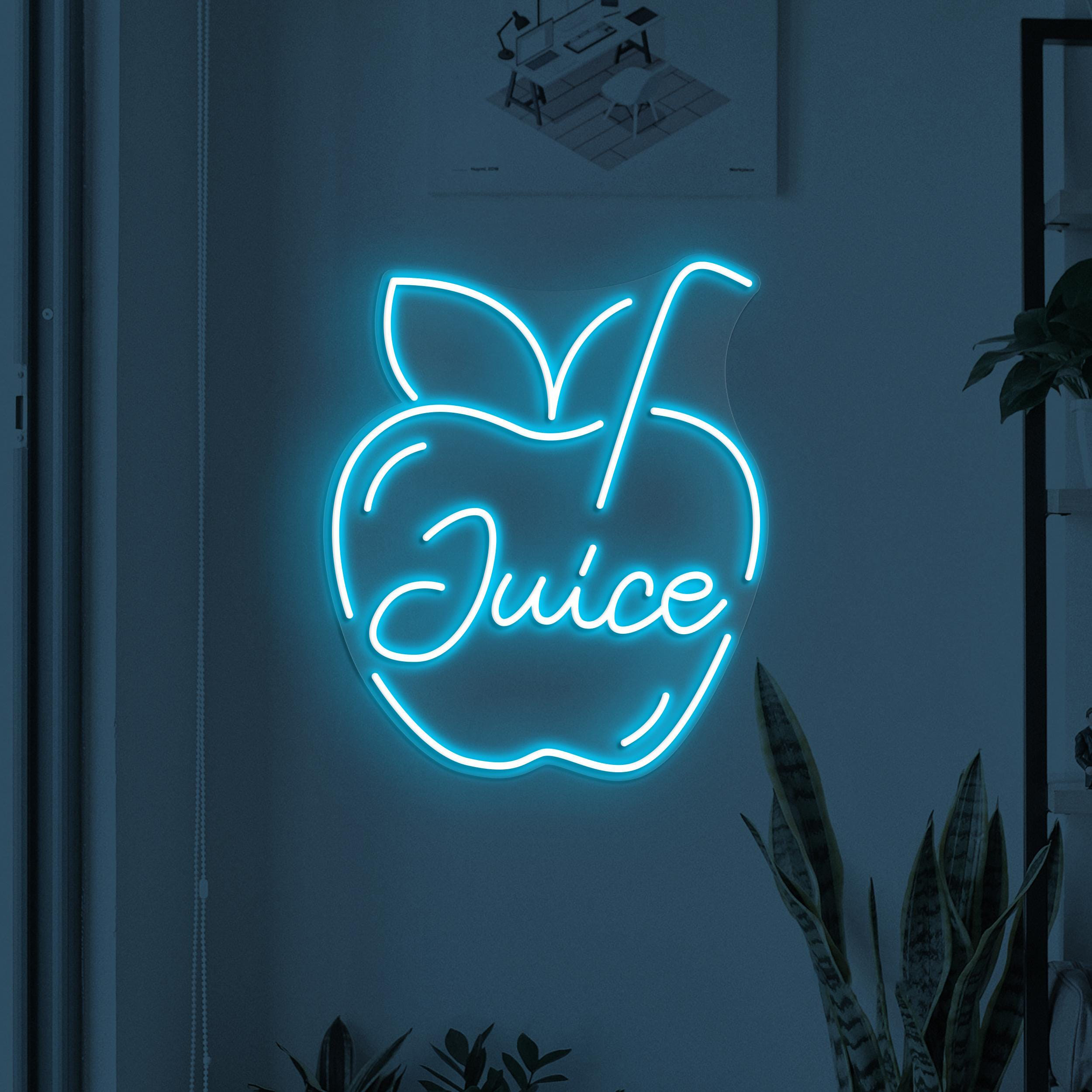 Juice Neon Sign, Juice LED Light, Apple Juice Wall Decor, Apple Wall Art, Drink Corner Neon Decor, Cafe Night Wall Light, Drunk Neon Sign