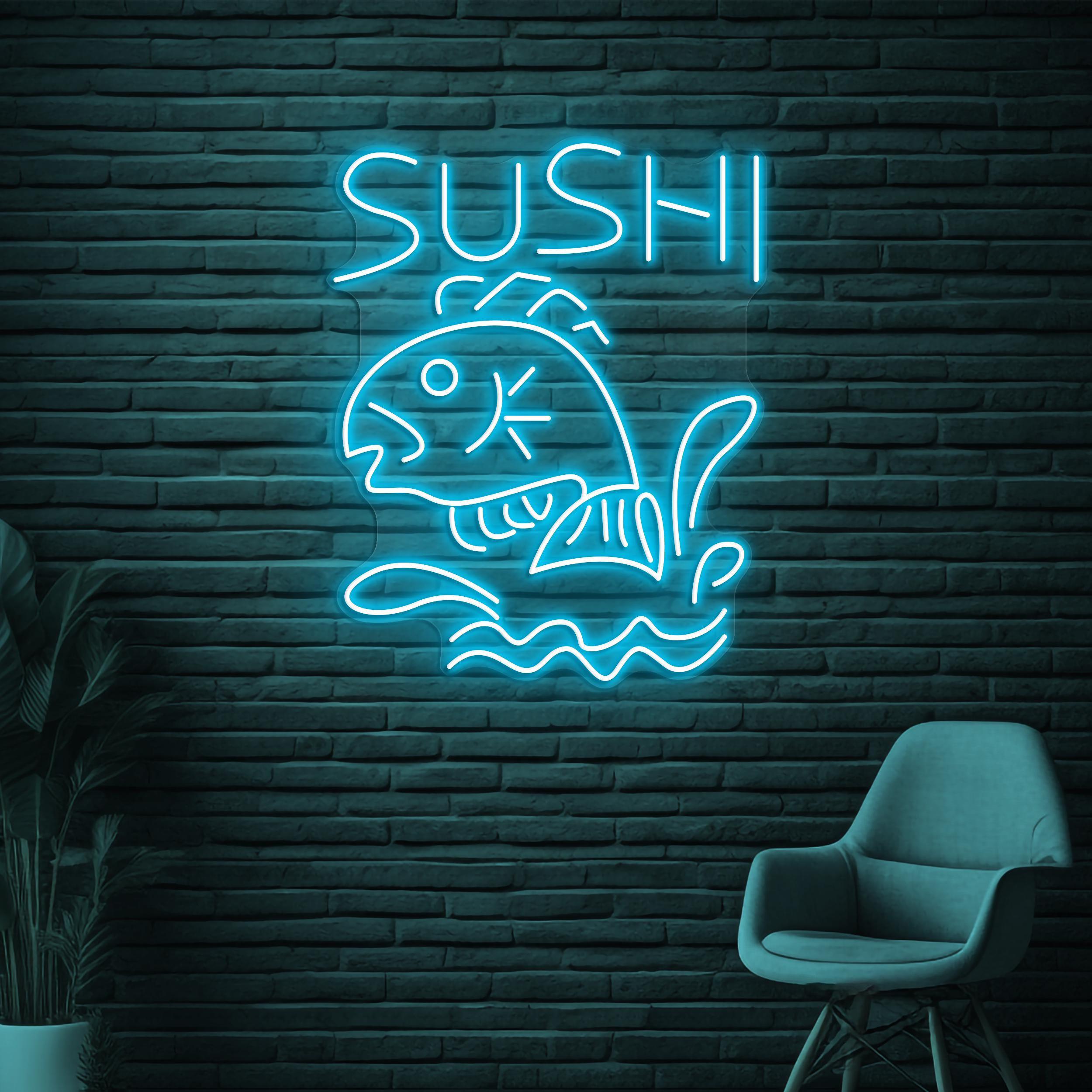 Sushi Neon Sign, Sushi LED Light, Sushi Fish LED Light, Japanese Restaurant Wall Decor, Japanese Food Neon Art, Fish Shop Wall Neon Art