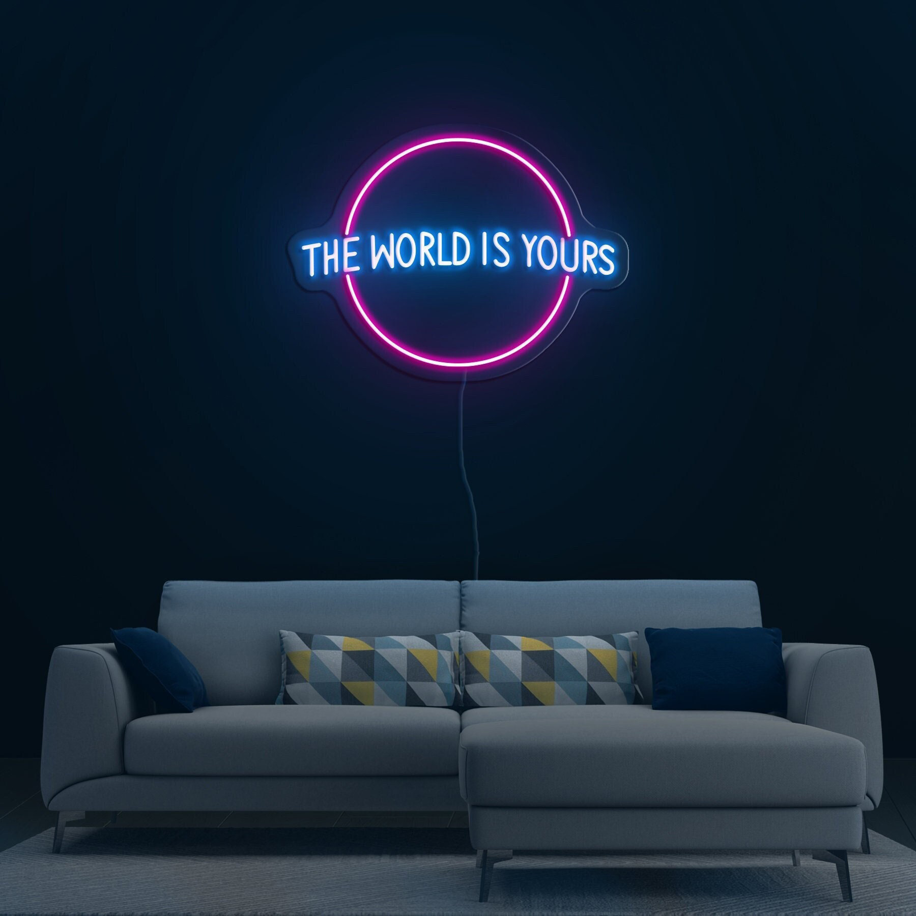 The World Is Yours Neon Sign, Wedding Decor, LED Neon Wall Art, Gift for Home Decor, Room Decor, Man Cave, Cafe, Game Room, Graduation Party