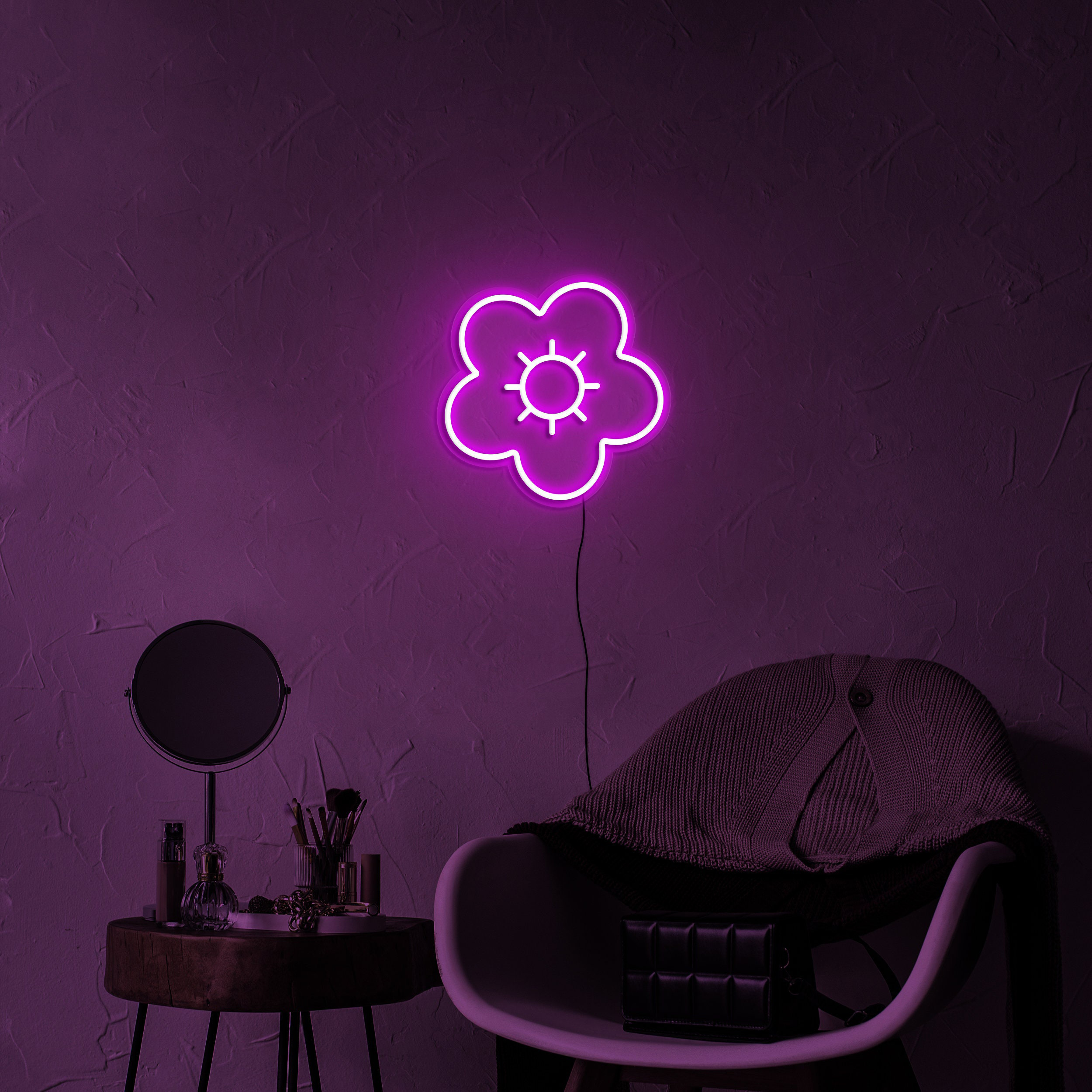 Poppy Neon Sign Flower, Daisy LED Lights USB Powered Wall Decor Girls Room, Home Shop Wedding Birthday Party Popping Neon, Kids Room Decor