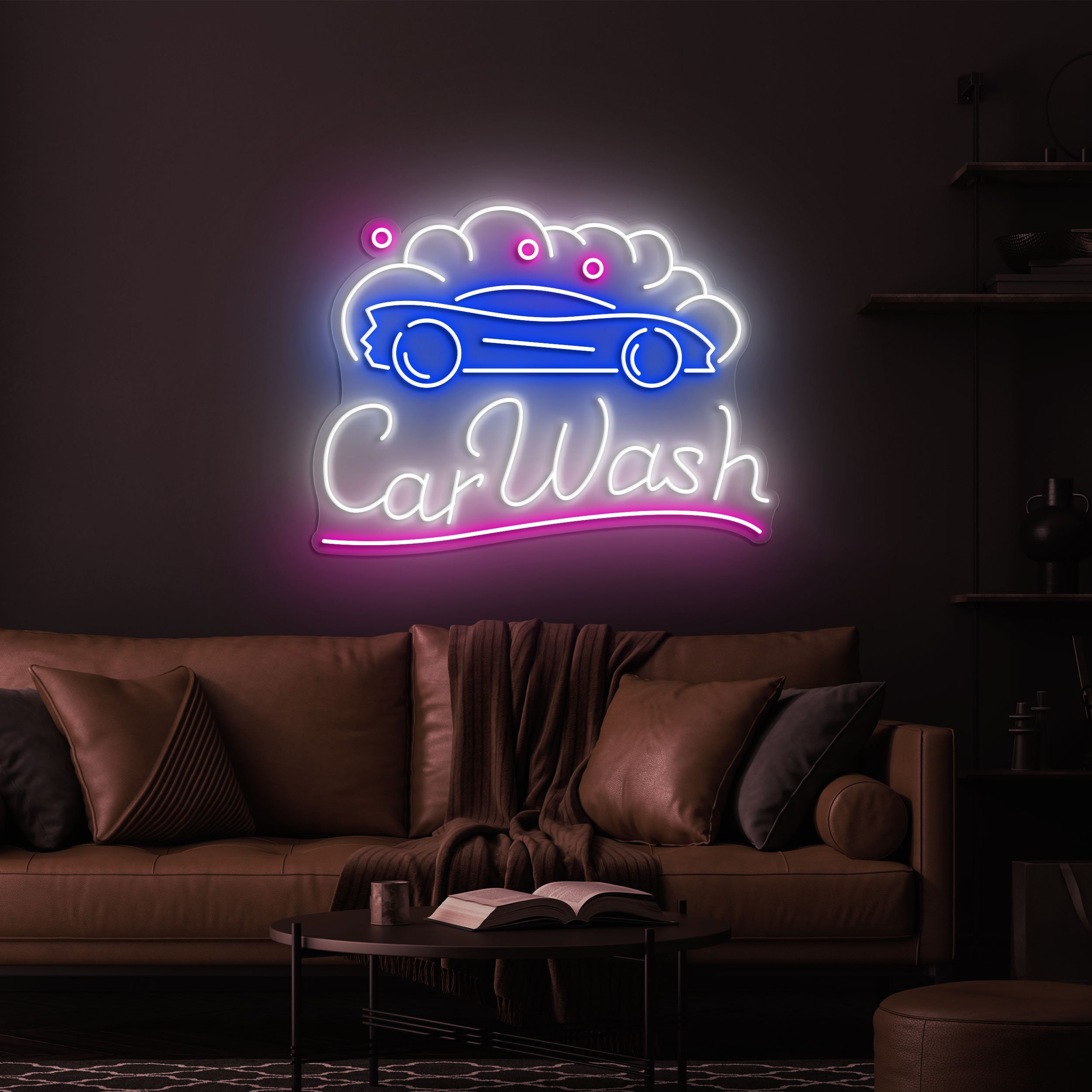Car Wash Neon Sign, Custom Automotive Decor for Garages, Home Garages, Car Washes, and Auto Detailing Centers, Eye-catching Garage Sign