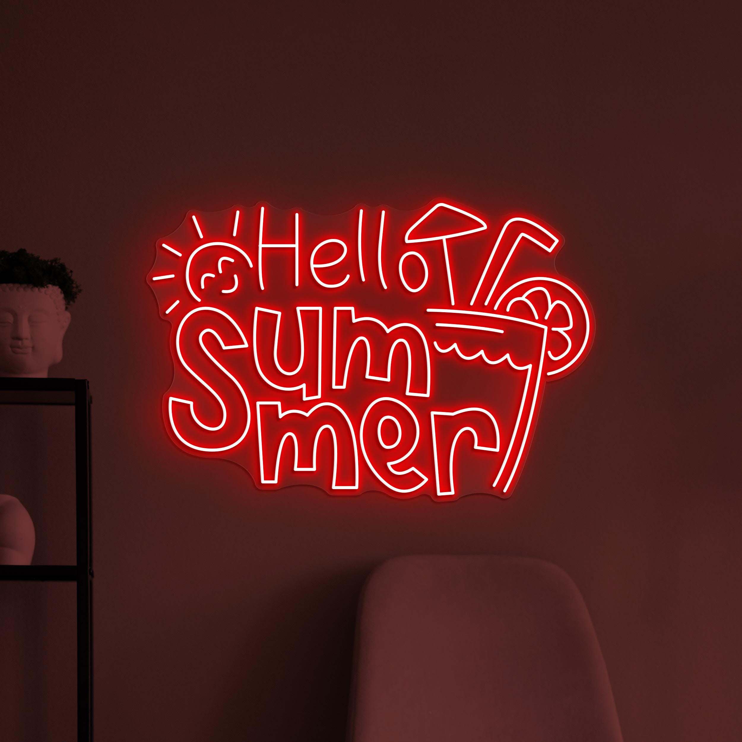 Hello Summer Neon Sign, Hello Summer LED Light, Party Wall Decor, Holiday Neon Art, Beach Neon Light, Summer Party Sign, Welcome Summer Art