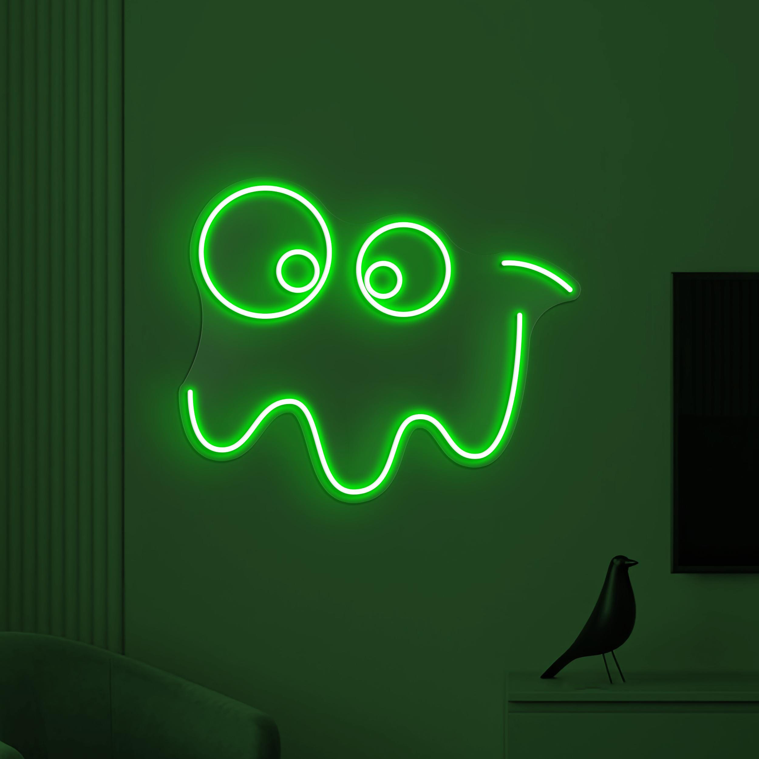 Ghost Emoji Neon Sign, Ghost Emoji LED Light, Zigzag Lips Wall Art, Spooky Face Wall Decor, Custom SIgn, Home Wall Art, Game Room Neon Light