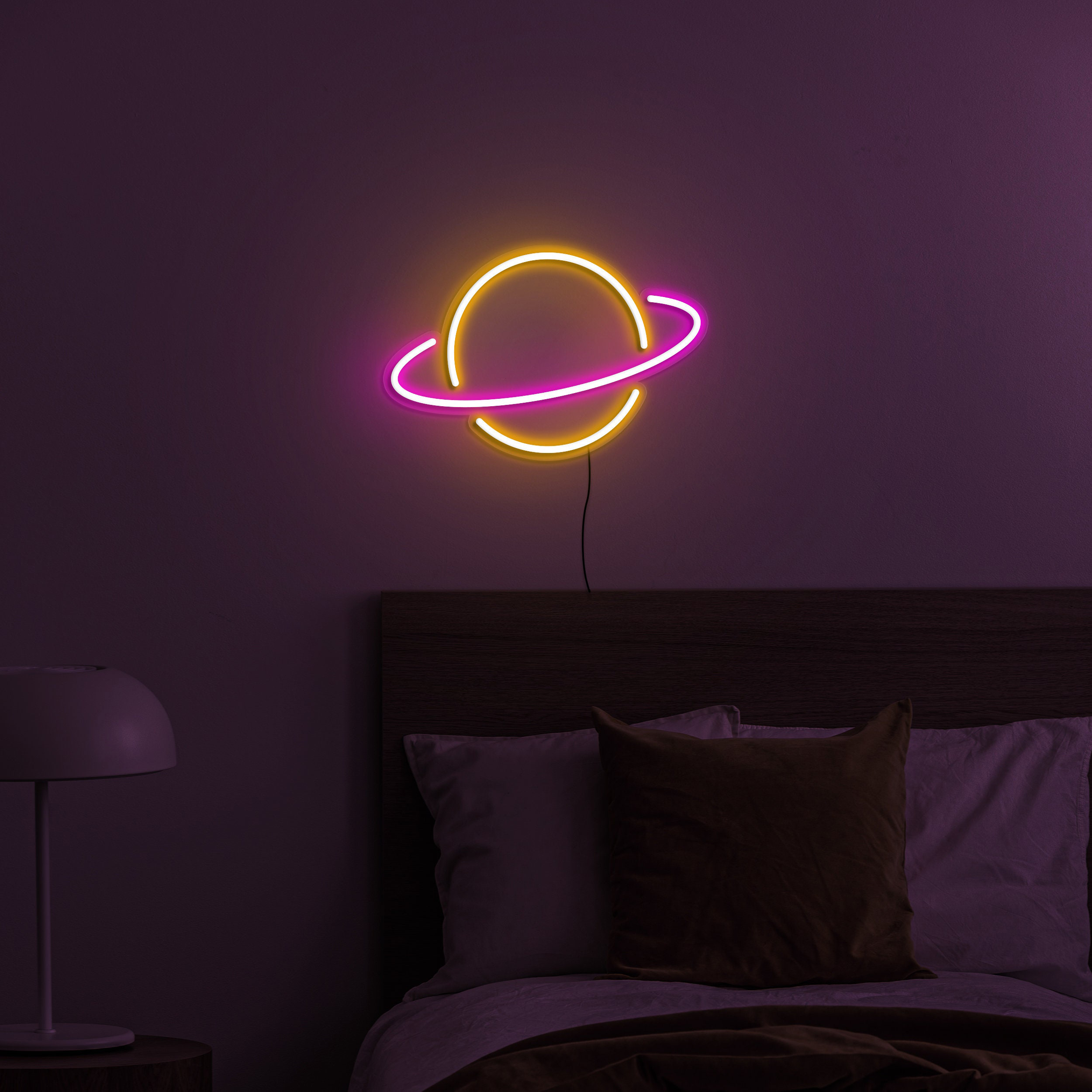 Saturn Planet Neon Sign, USB Light Up Saturn Planet Wall Decor, Space-Themed Neon Sign for Bedroom, Dorm, and Home, Saturn Planet Neon Light