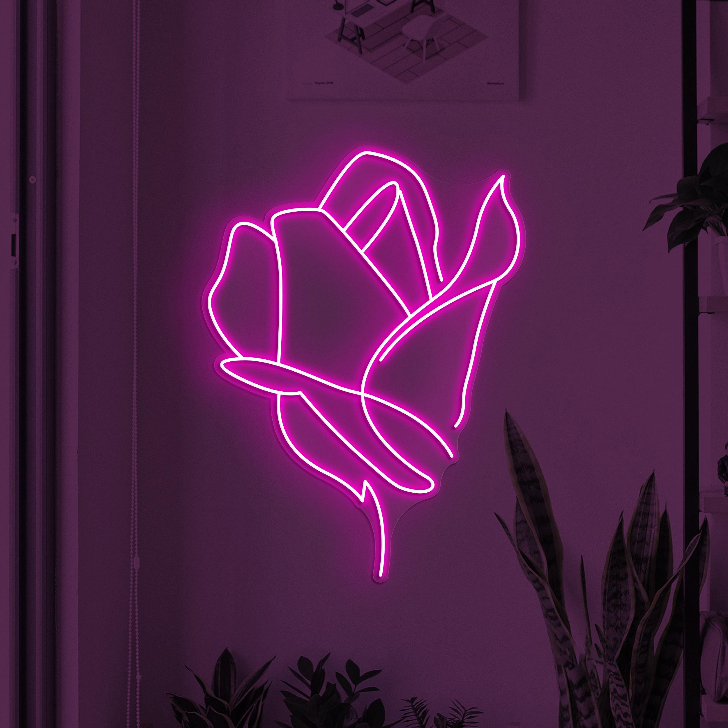 Rose Neon Sign, Rose LED Light, Wedding Wall Decor, Flower Shop Wall Art, Gift for Romantic Couple, Love Wall Light, Blooming Beauty Decor