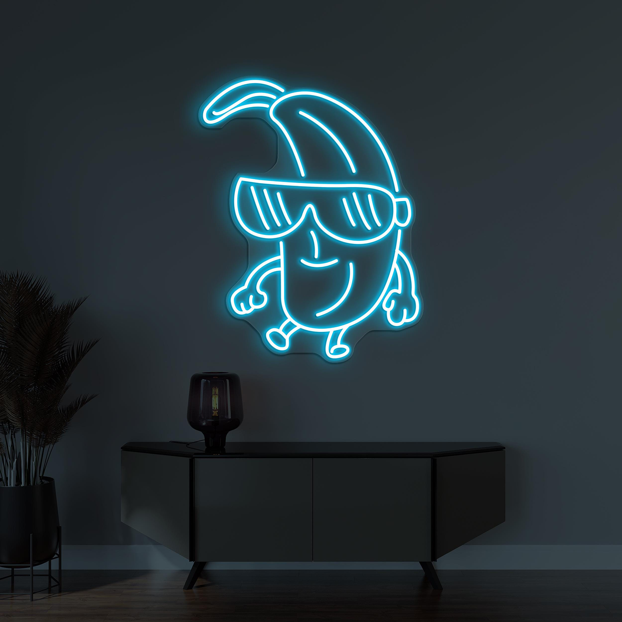 Banana With Sunglasses Neon Sign, Banana With Sunglasses LED Light, Custom Neon Sign, Fruit Shop Light, Cool Banana Wall Decor, Kid Room Art