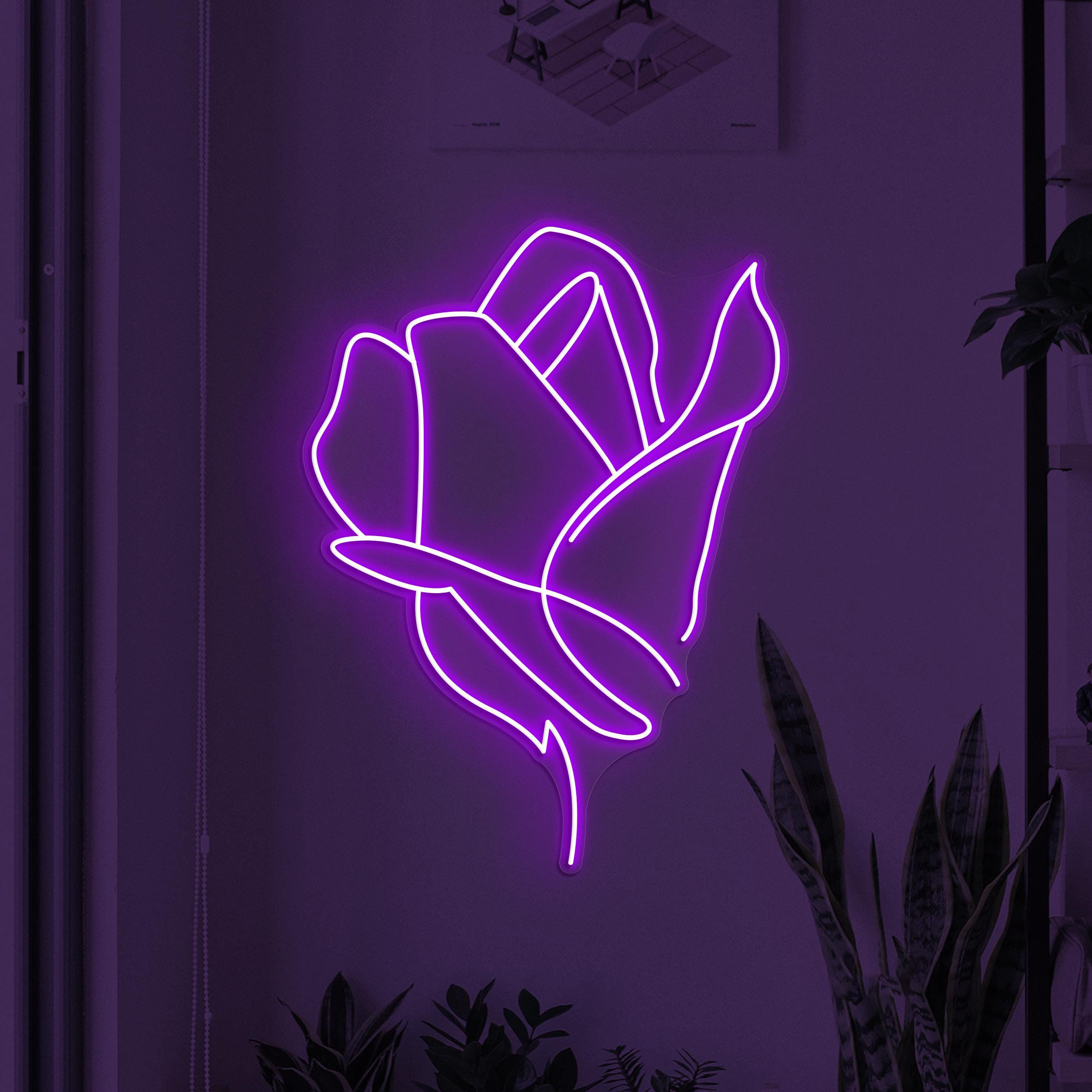 Rose Neon Sign, Rose LED Light, Wedding Wall Decor, Flower Shop Wall Art, Gift for Romantic Couple, Love Wall Light, Blooming Beauty Decor