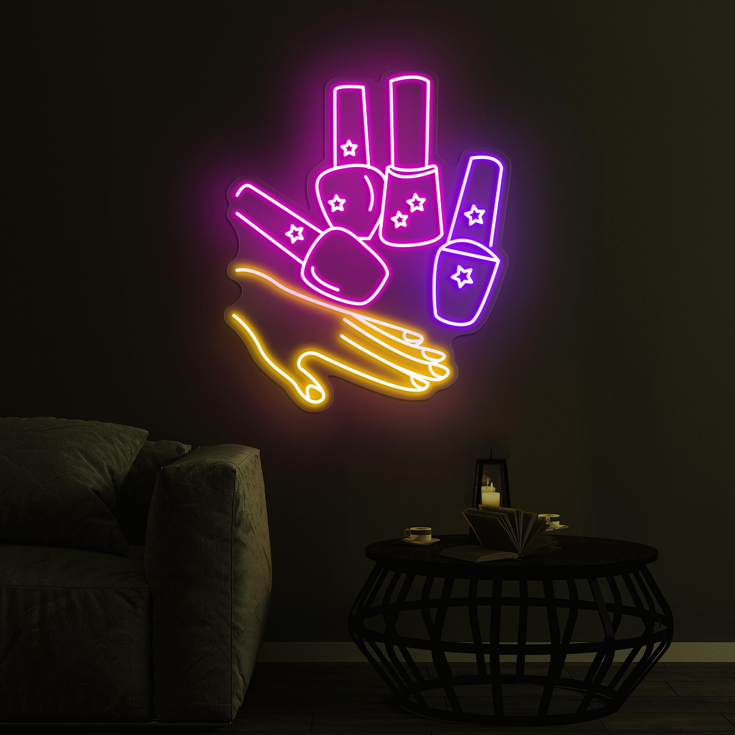 Hand & Nail Polish Neon Sign, Nail Polish LED Light, Nail Polish Hand LED Neon Art, Salon Neon Sign, Nail Artist Home Decor, Girly Room Art