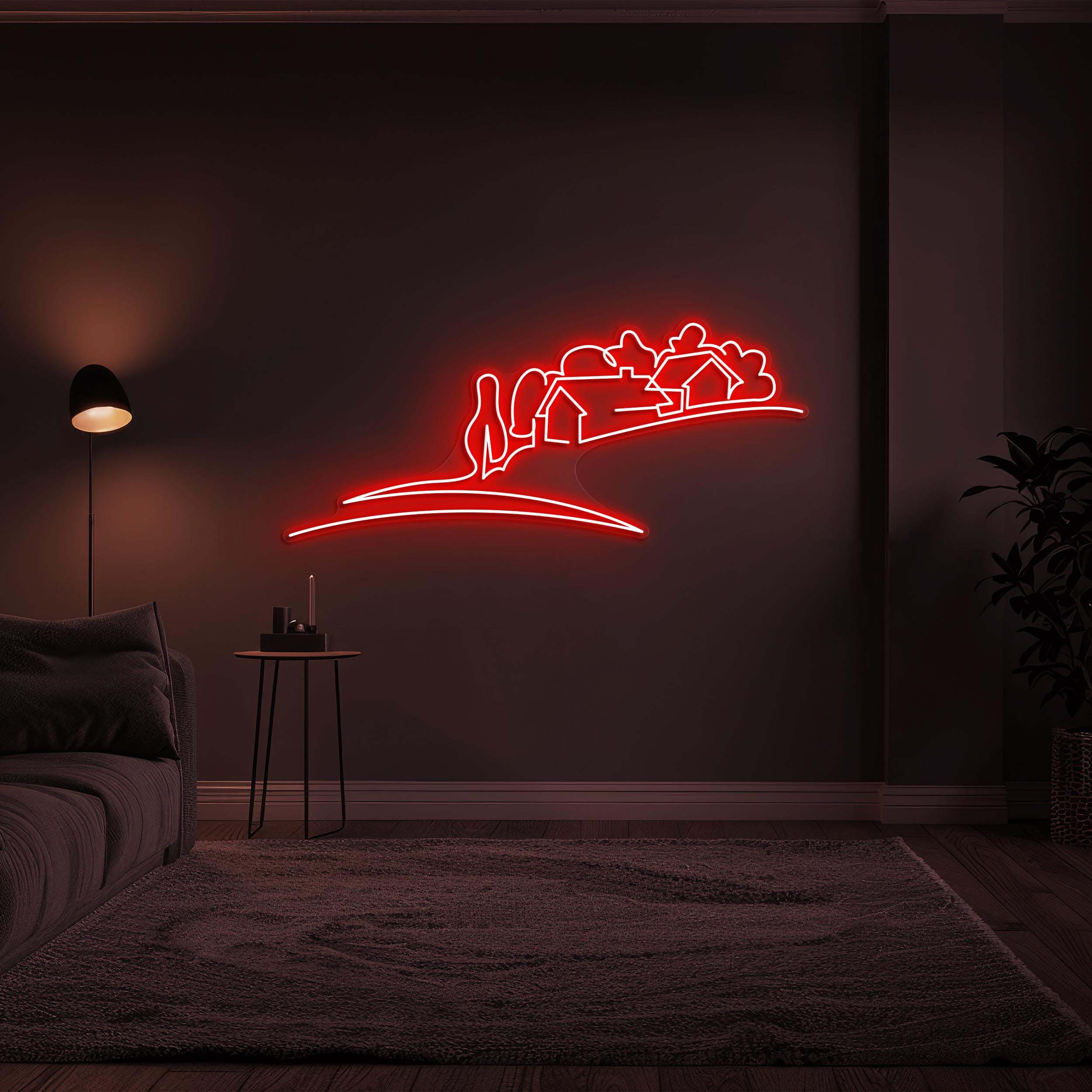 Village Neon Sign, Village LED Light, Countryside LED Neon Art, Home Wall Decor, Hometown Wall Art, Custom Village Neon Sign, Village Lover