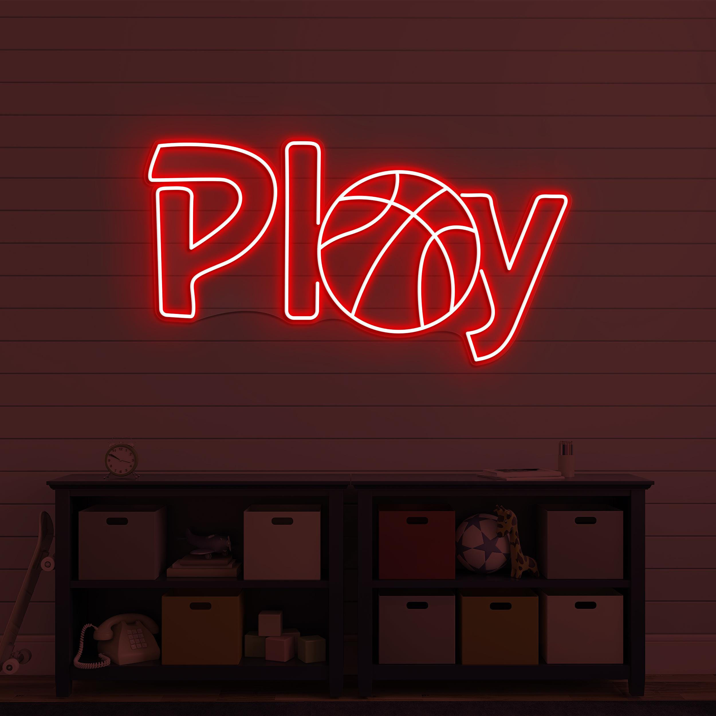 Play Neon Sign, Play LED Light, Basketball Play Wall Decor, Sports Shop Neon Wall Art, Basketball Club Neon Light, Game Room Led Neon Sign