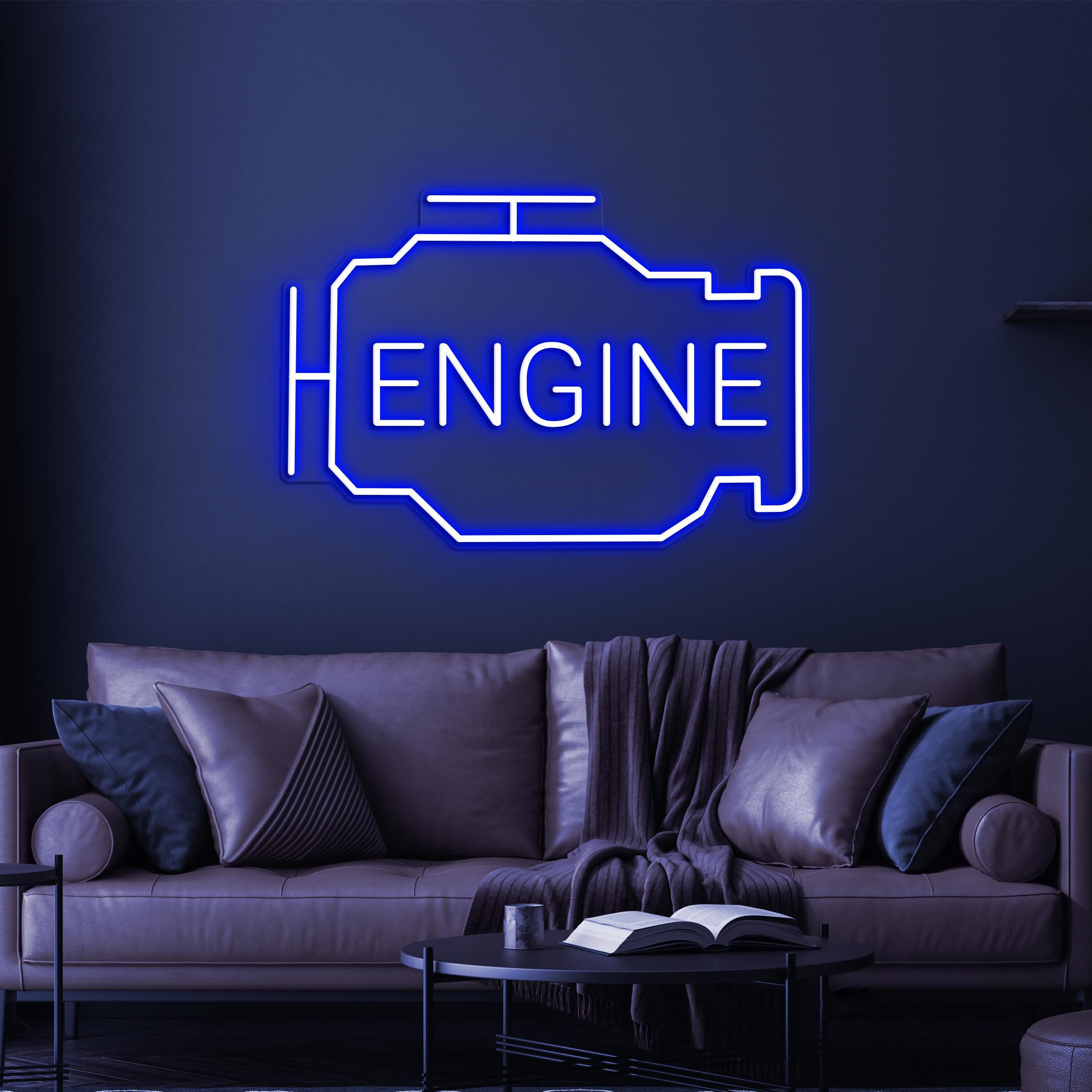 Engine Neon Sign, Engine Led Light, Workshop Wall Decor, Mechanic Neon Art, Car Engine Neon Sign, Birthday Gift For Dad, Garage Wall Decor