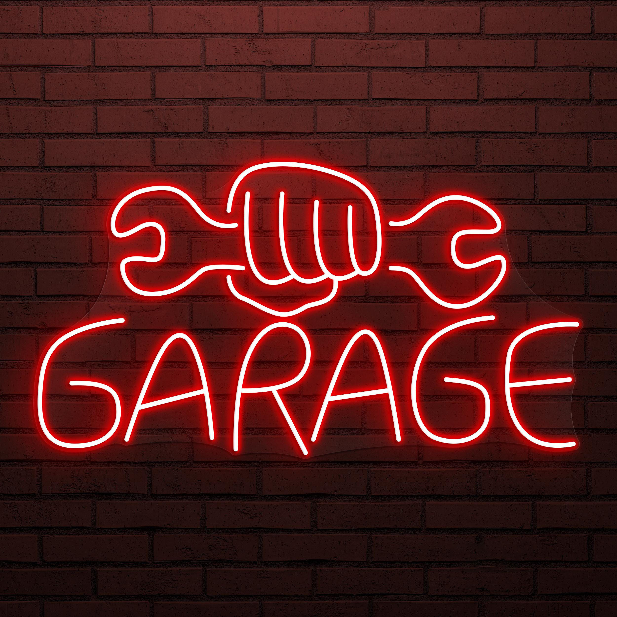 Garage Neon Sign, Garage Led Light, Wrench & Hand Wall Art, Birthday Gift For Dad, Workshop Neon Light, Mechanic Neon Art, Tools Wall Decor